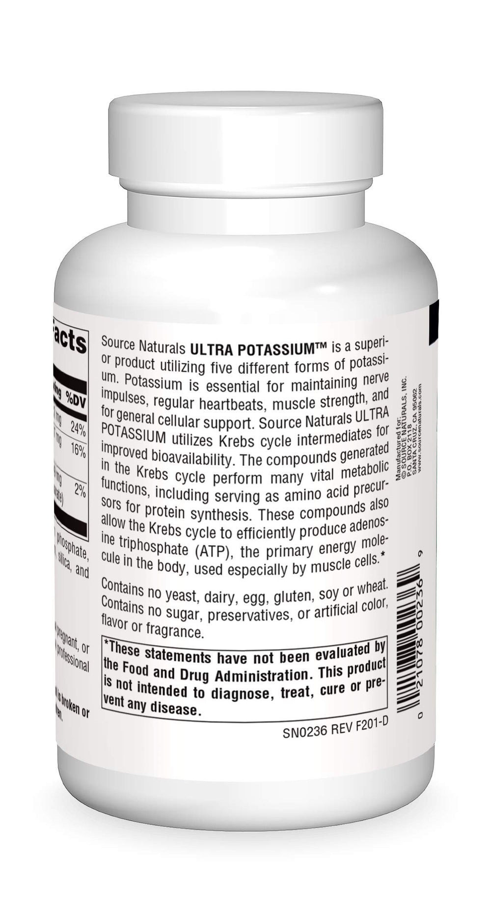 Close-up of Ultra Potassium tablets highlighting six-potassium-forms for bioavailability.