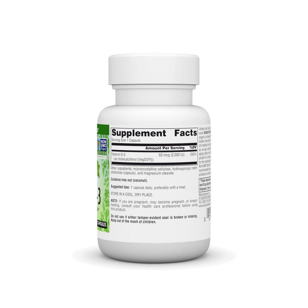 Algae-sourced Vitamin D-3 ingredient from Source Naturals highlighted.