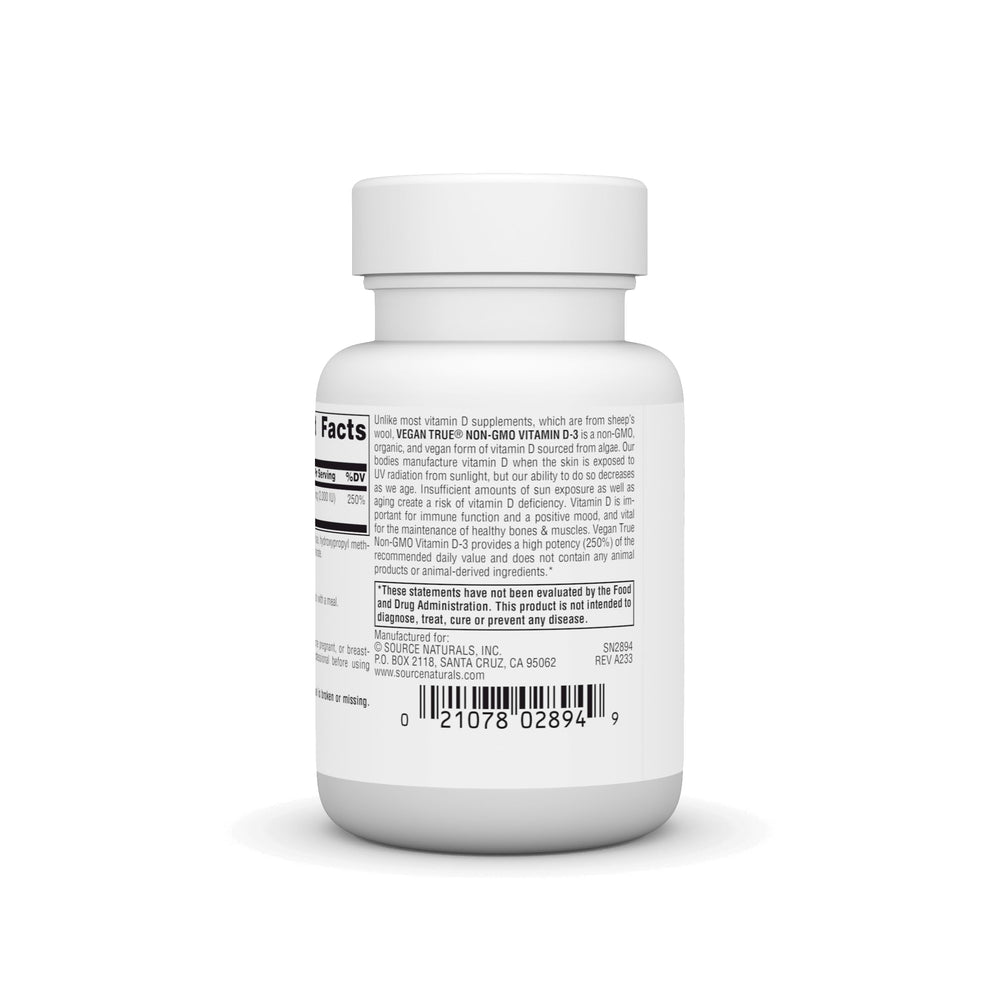 Made in USA label on Source Naturals D-3 product.