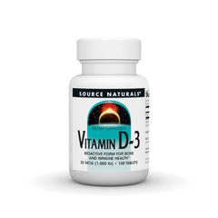 Source Naturals Vitamin D-3 1000 IU bottle shown for daily bone and immune support.