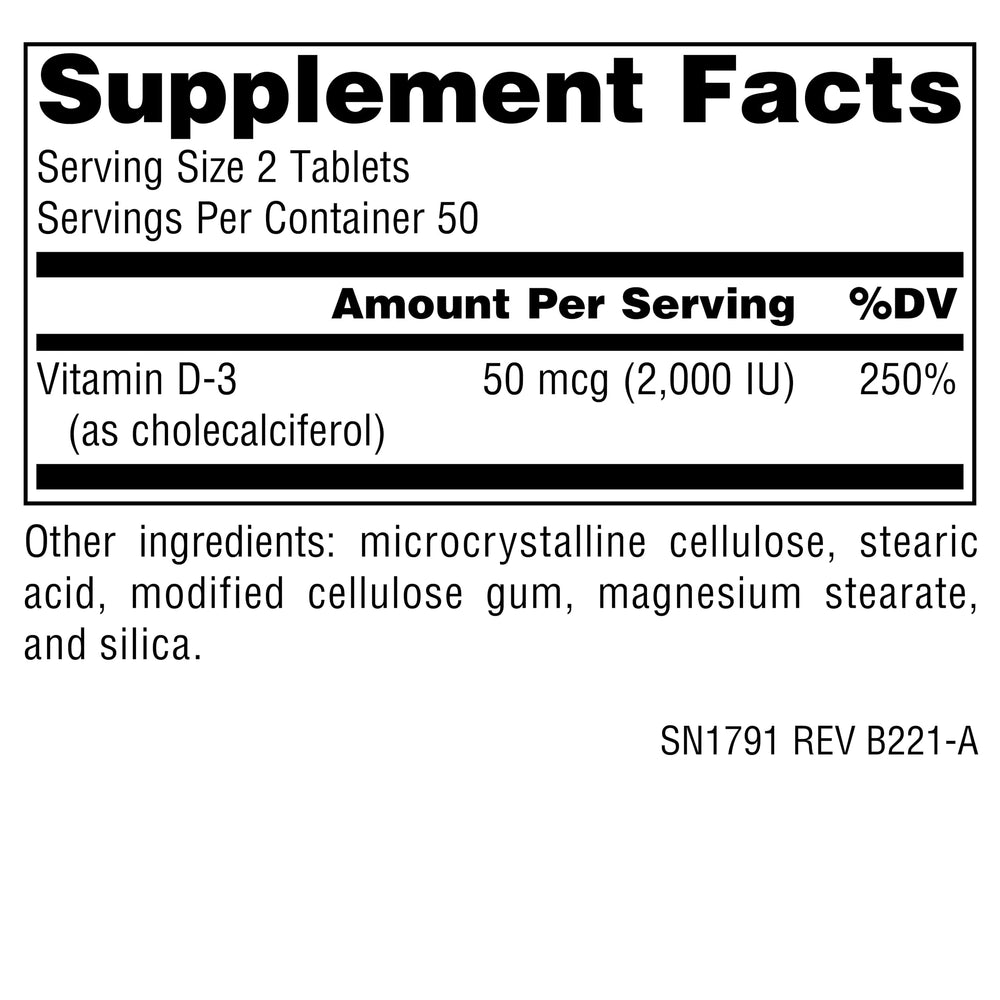 Source Naturals Vitamin D-3 1000 IU tablets arranged for easy daily intake.