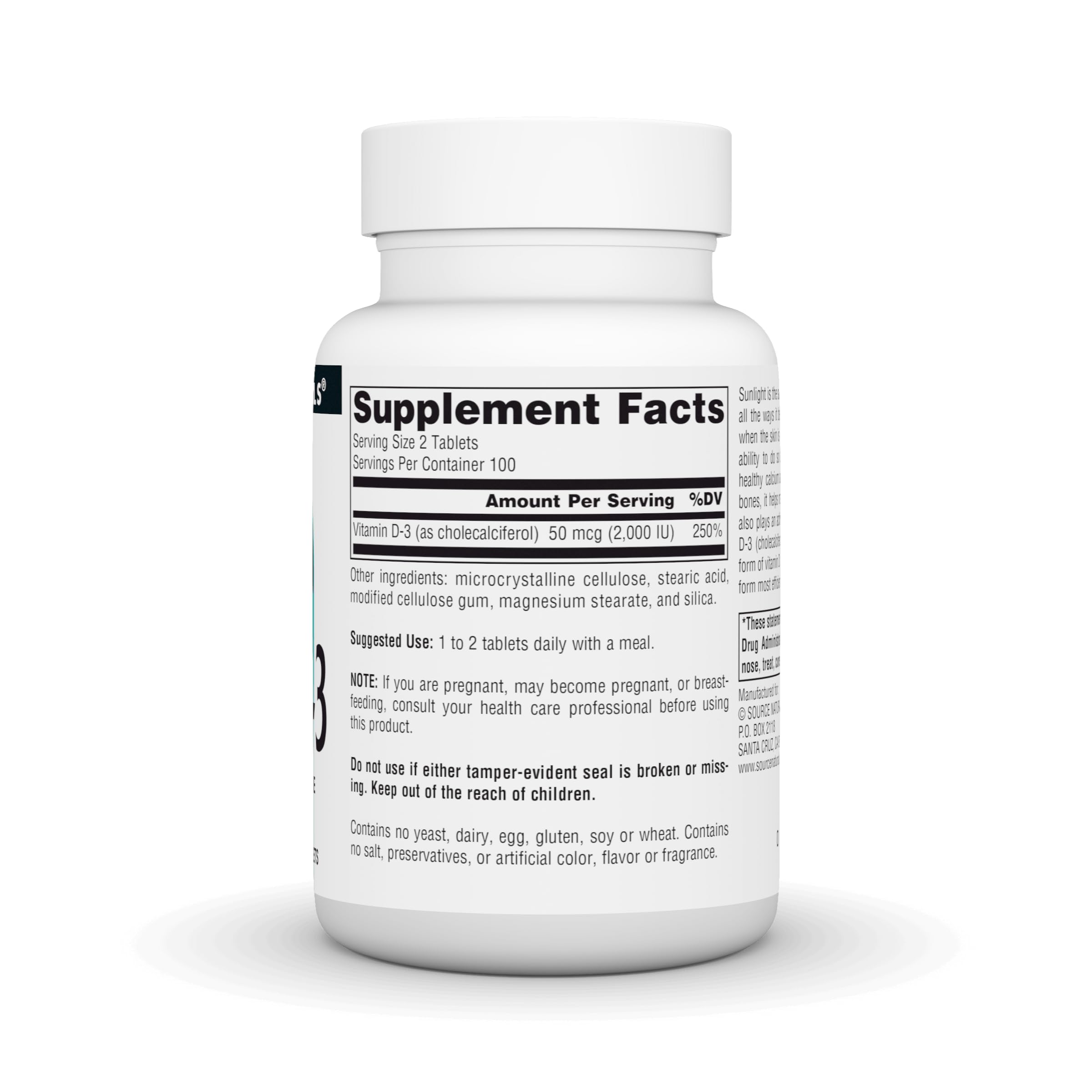 Source Naturals Vitamin D-3 capsules shown for daily immune support