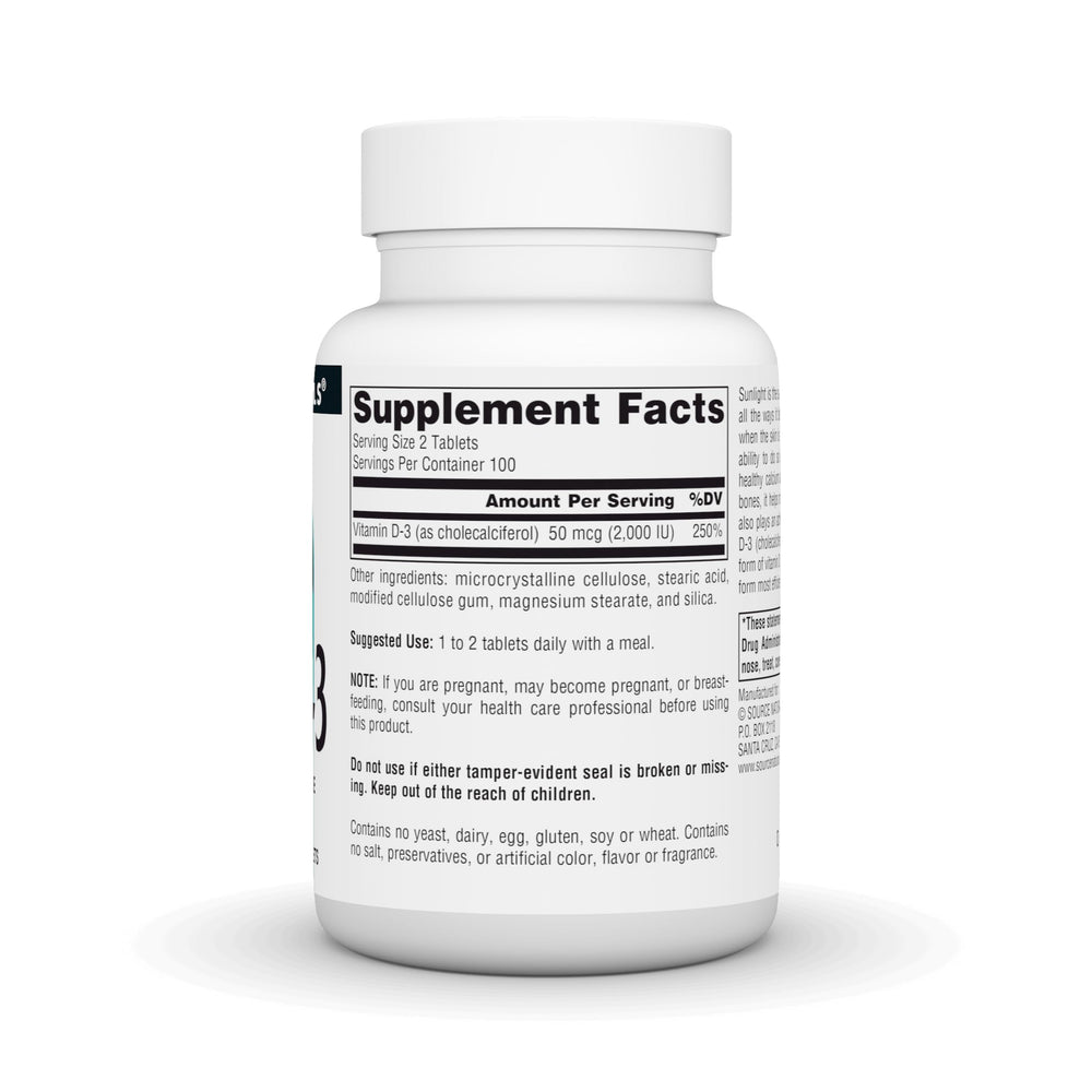 Source Naturals Vitamin D-3 capsules shown for daily immune support