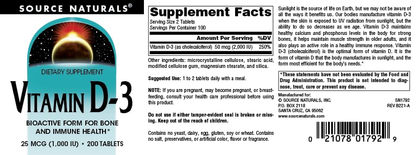 Daily dose imagery of Source Naturals Vitamin D-3 for easy intake
