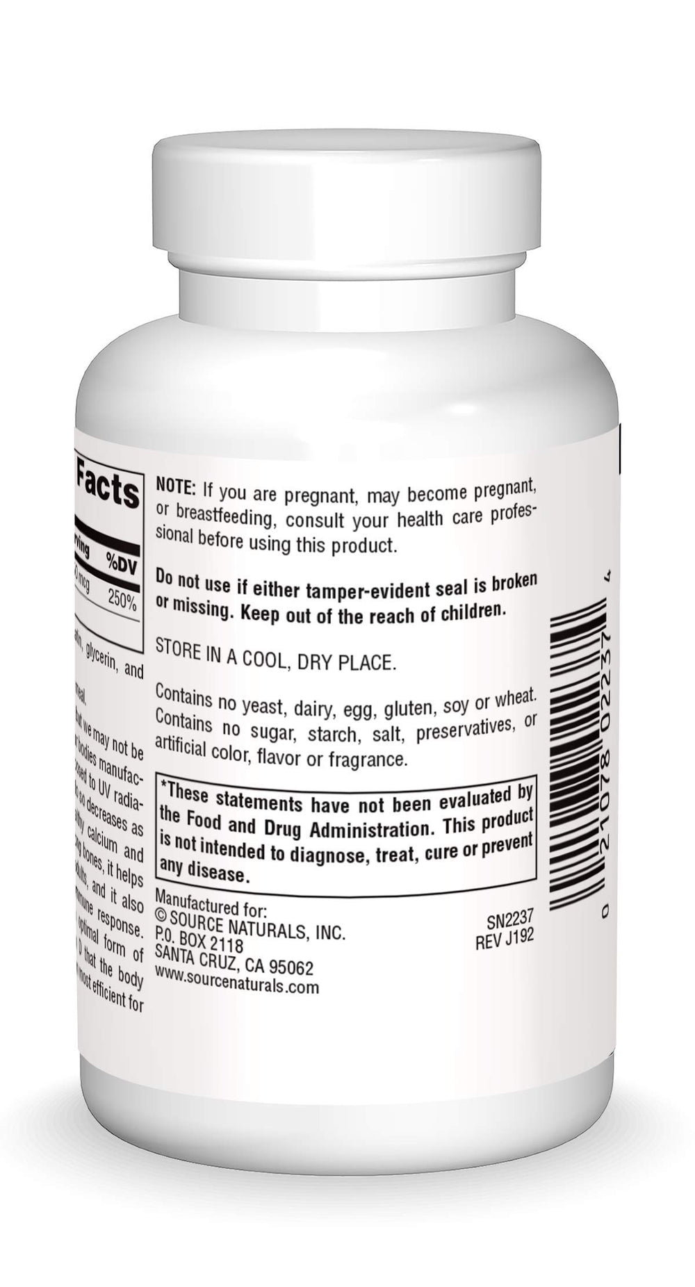 Closeup of Source Naturals Vitamin D-3 softgels demonstrating easy daily intake.
