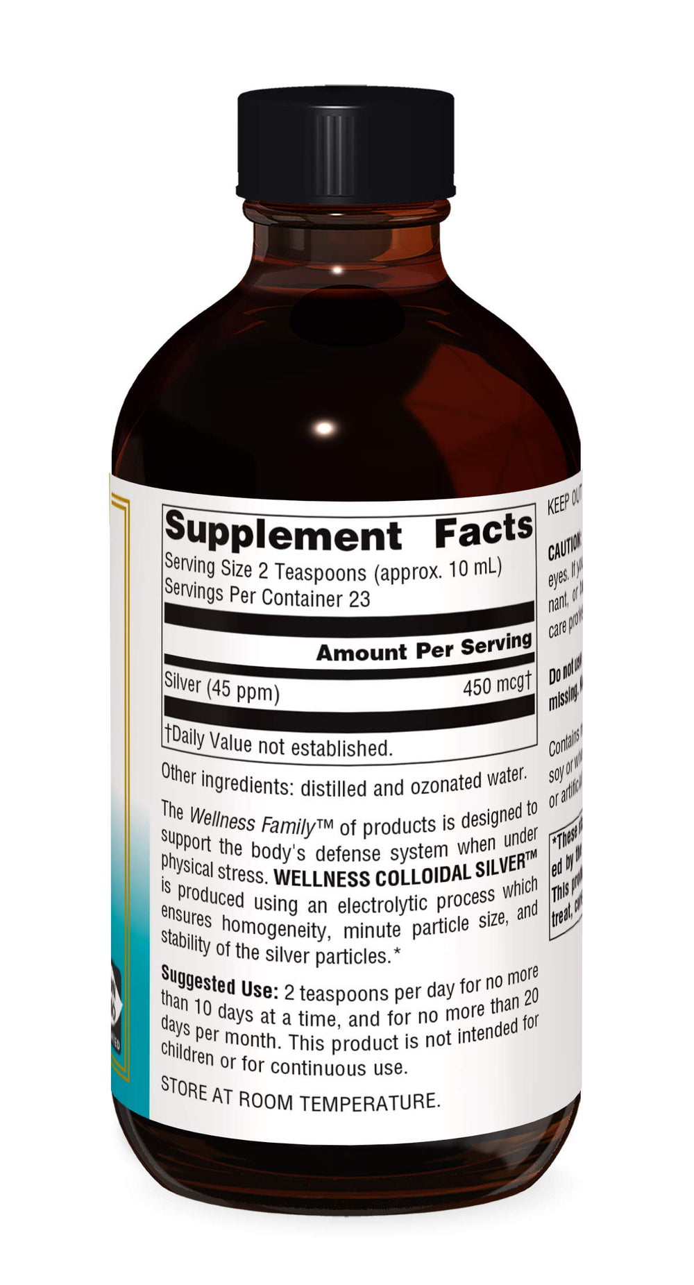 Source Naturals Wellness Colloidal Silver dosing spoon shows the recommended use