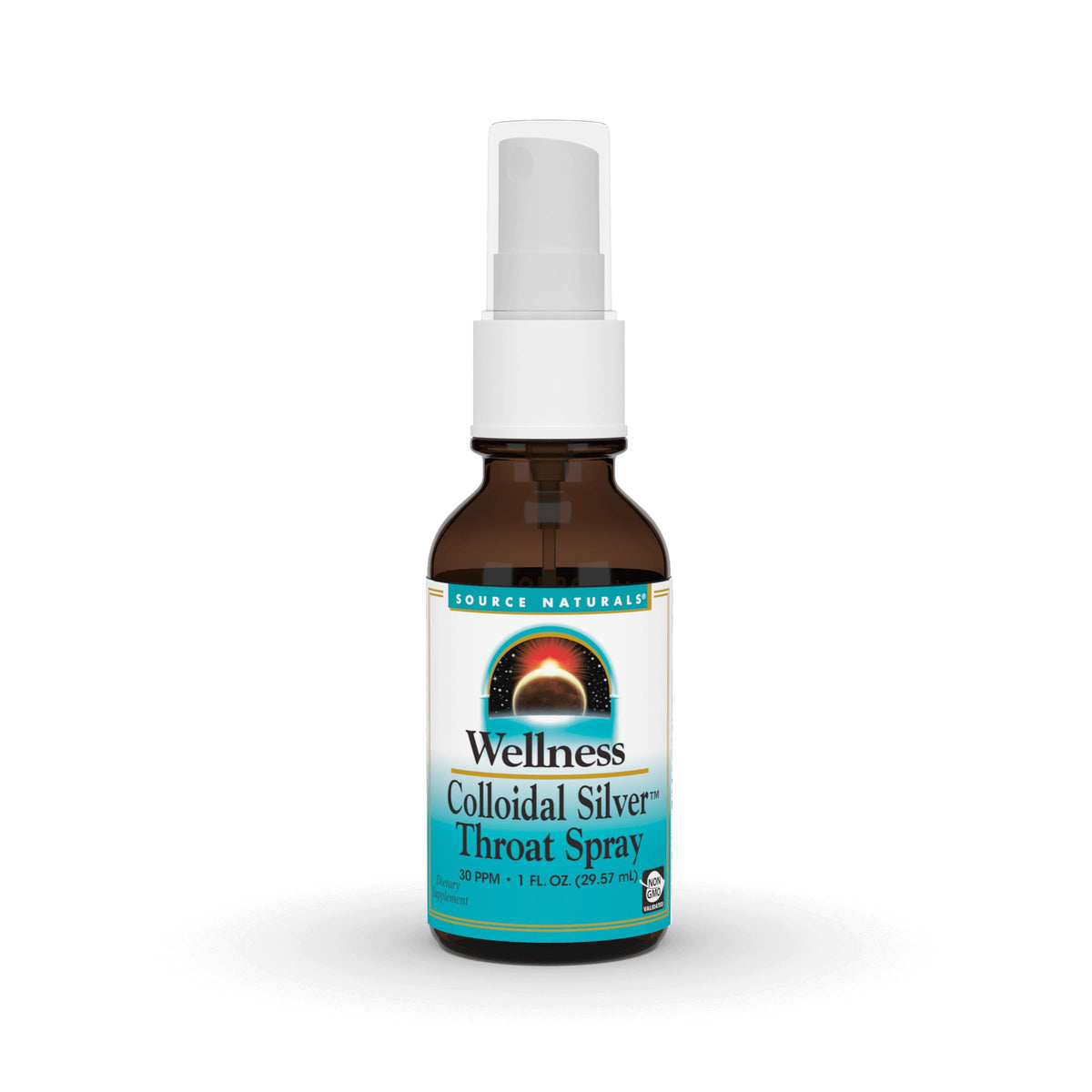 Source Naturals Wellness Colloidal Silver spray bottle for daily use.