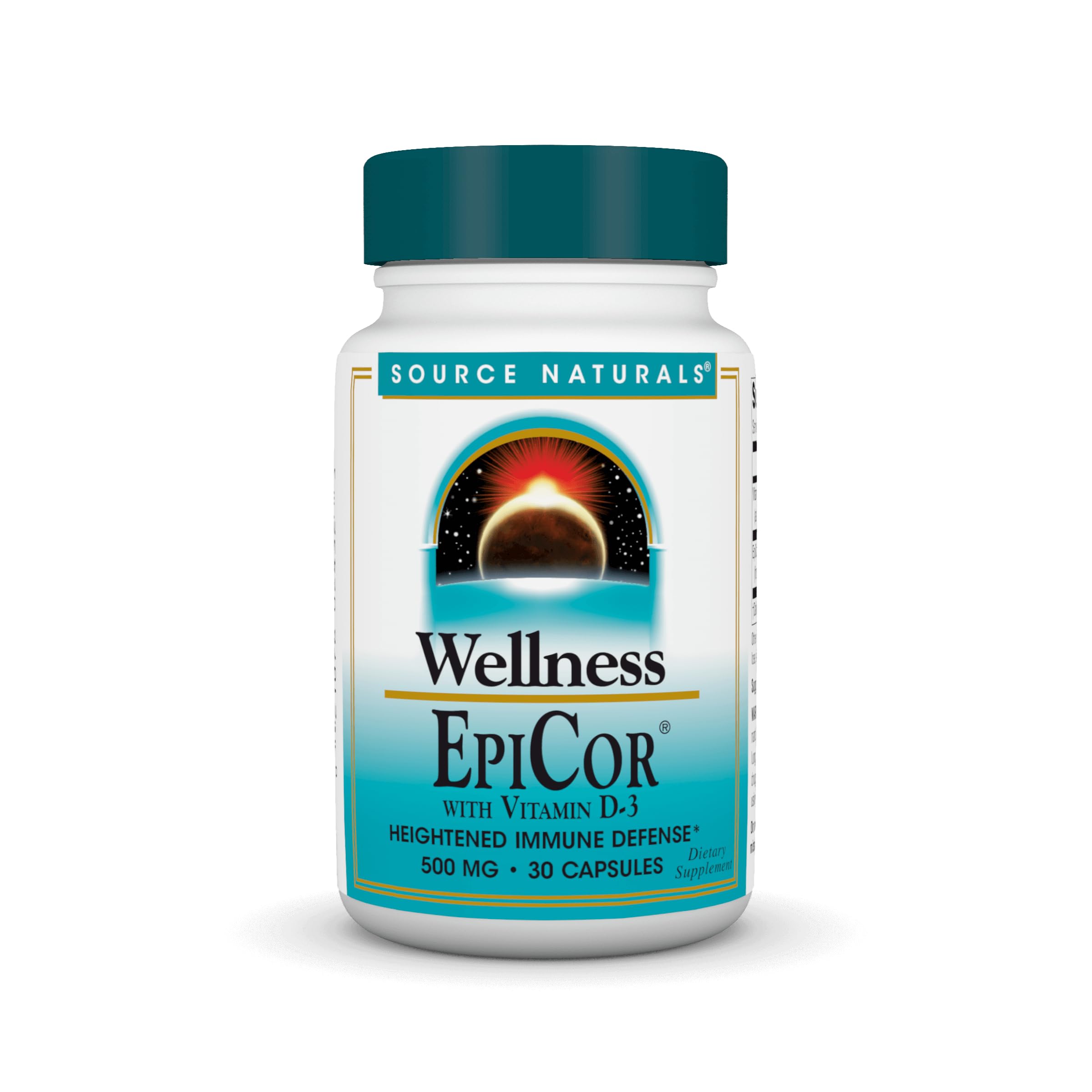 Source Naturals Wellness EpiCor D3 bottle viewed for daily immune support.