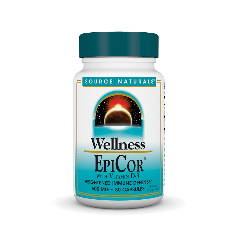 Source Naturals Wellness EpiCor D3 bottle viewed for daily immune support.