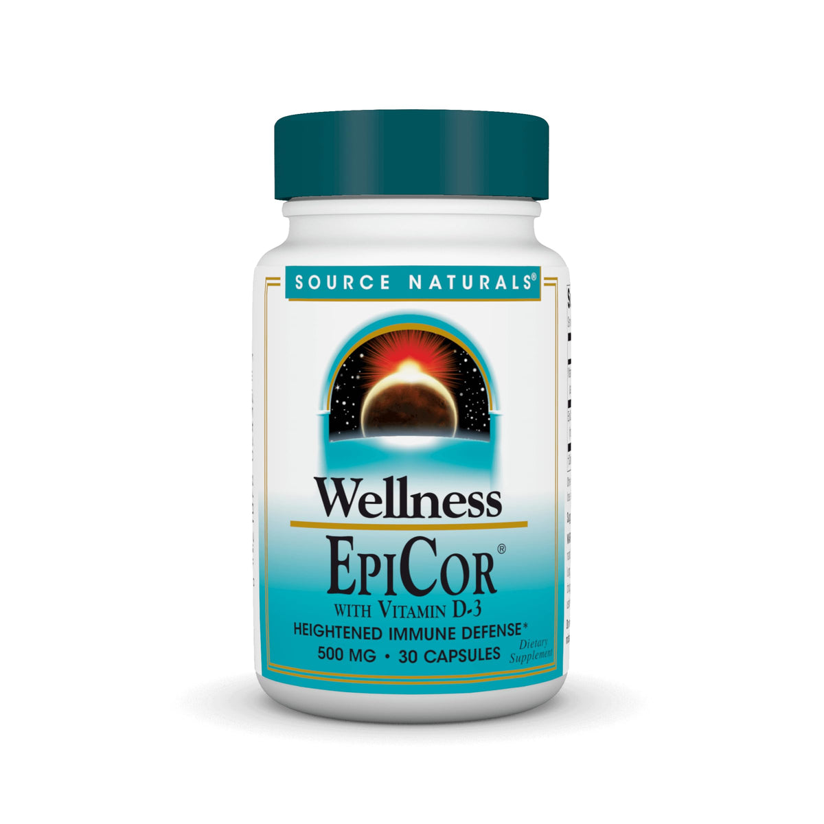 Source Naturals Wellness EpiCor D3 bottle viewed for daily immune support.