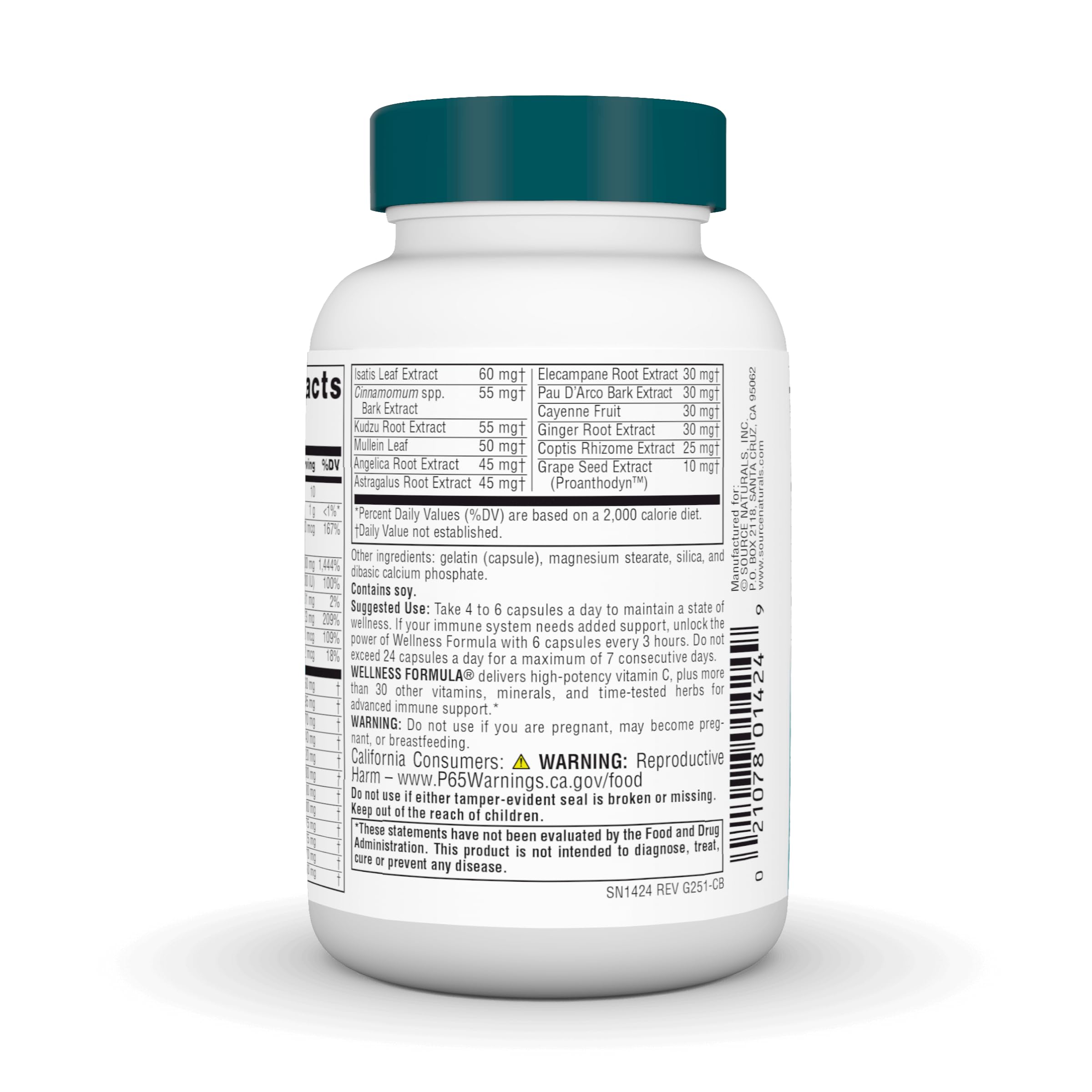 Source Naturals Wellness Formula capsules close-up emphasizing convenient daily supplement