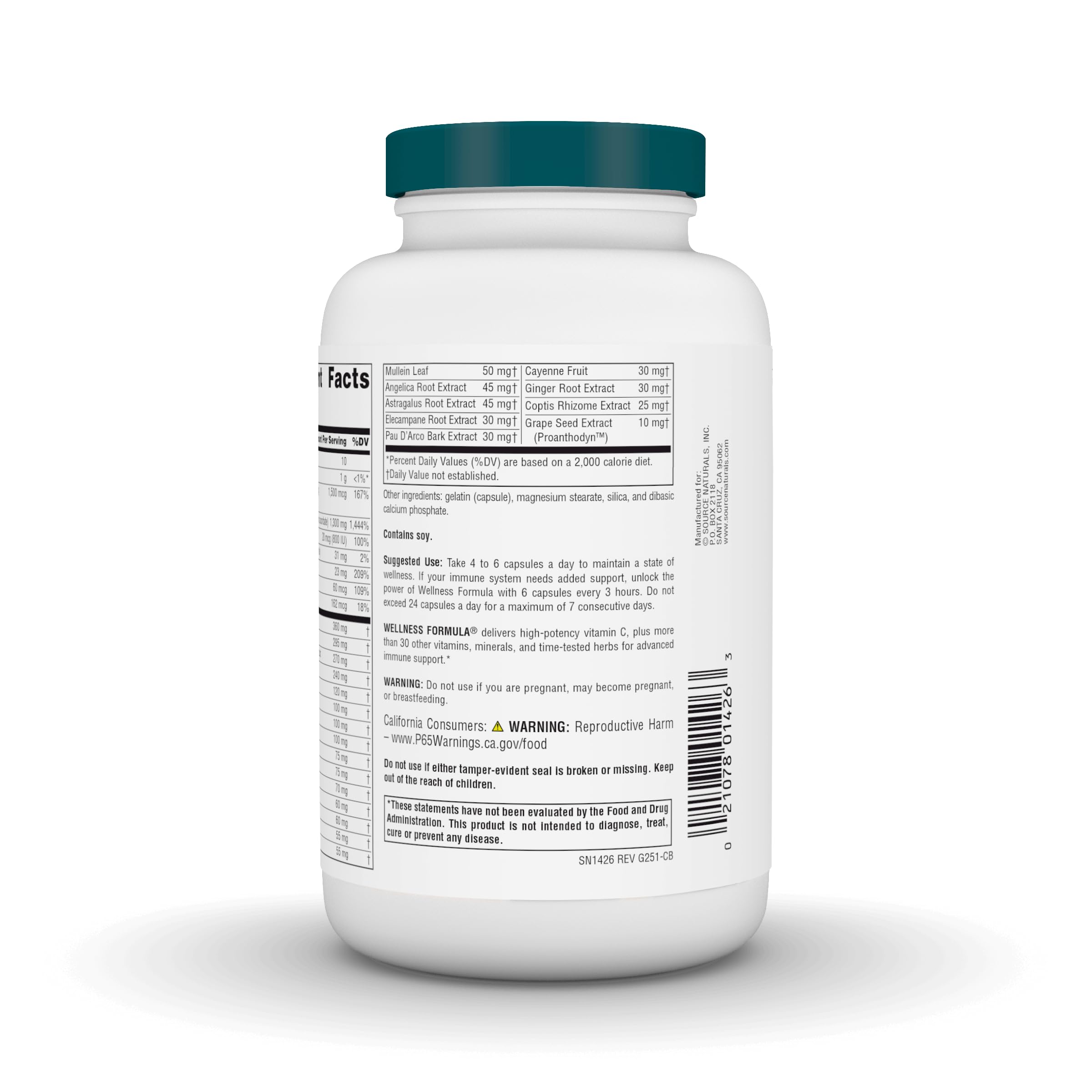 Source Naturals Wellness Formula capsules in hand ready for daily use