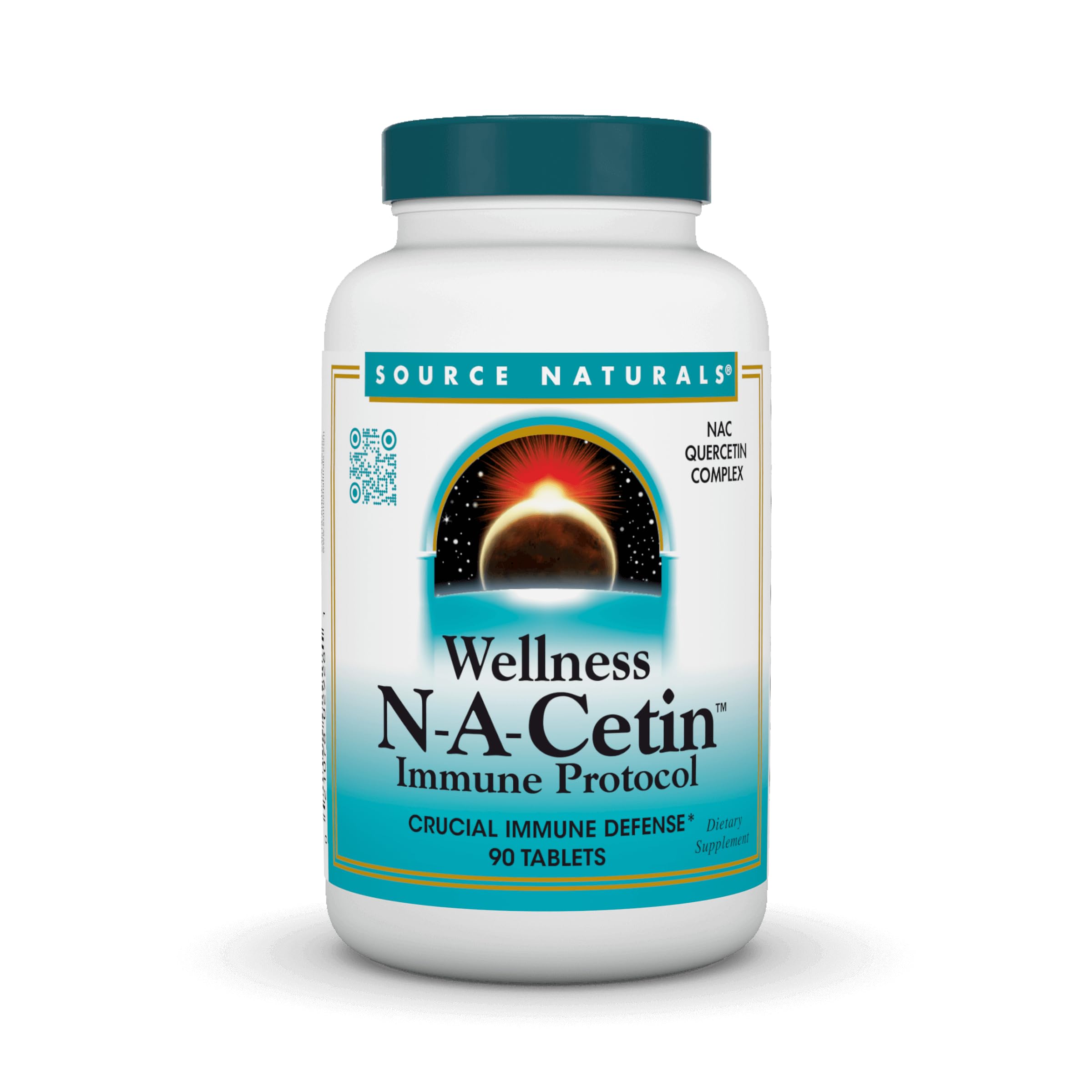 Source Naturals Wellness N-A-Cetin Immune Protocol bottle front with 90 tablets for daily immune support.