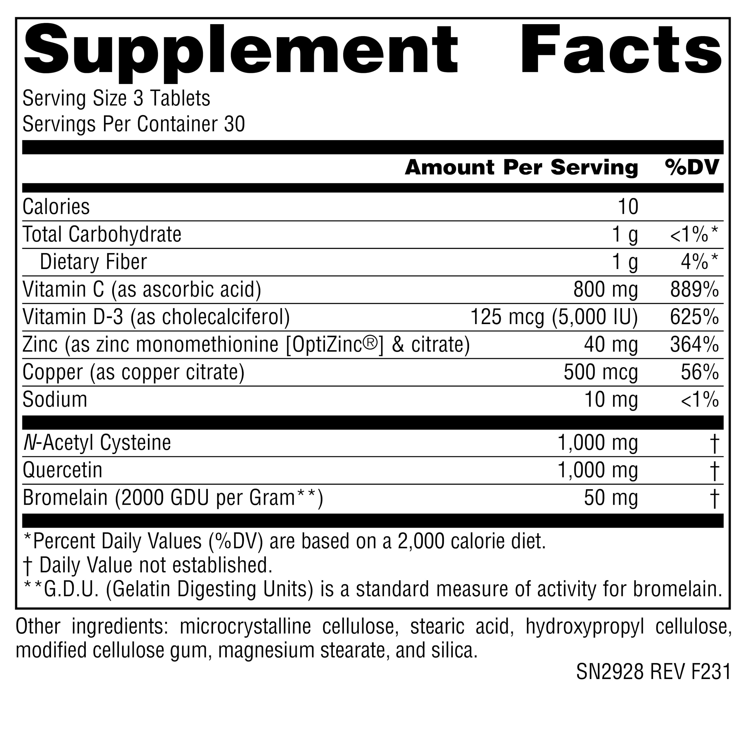 Source Naturals Wellness N-A-Cetin Immune Protocol dosage chart image showing three-tablet daily use.
