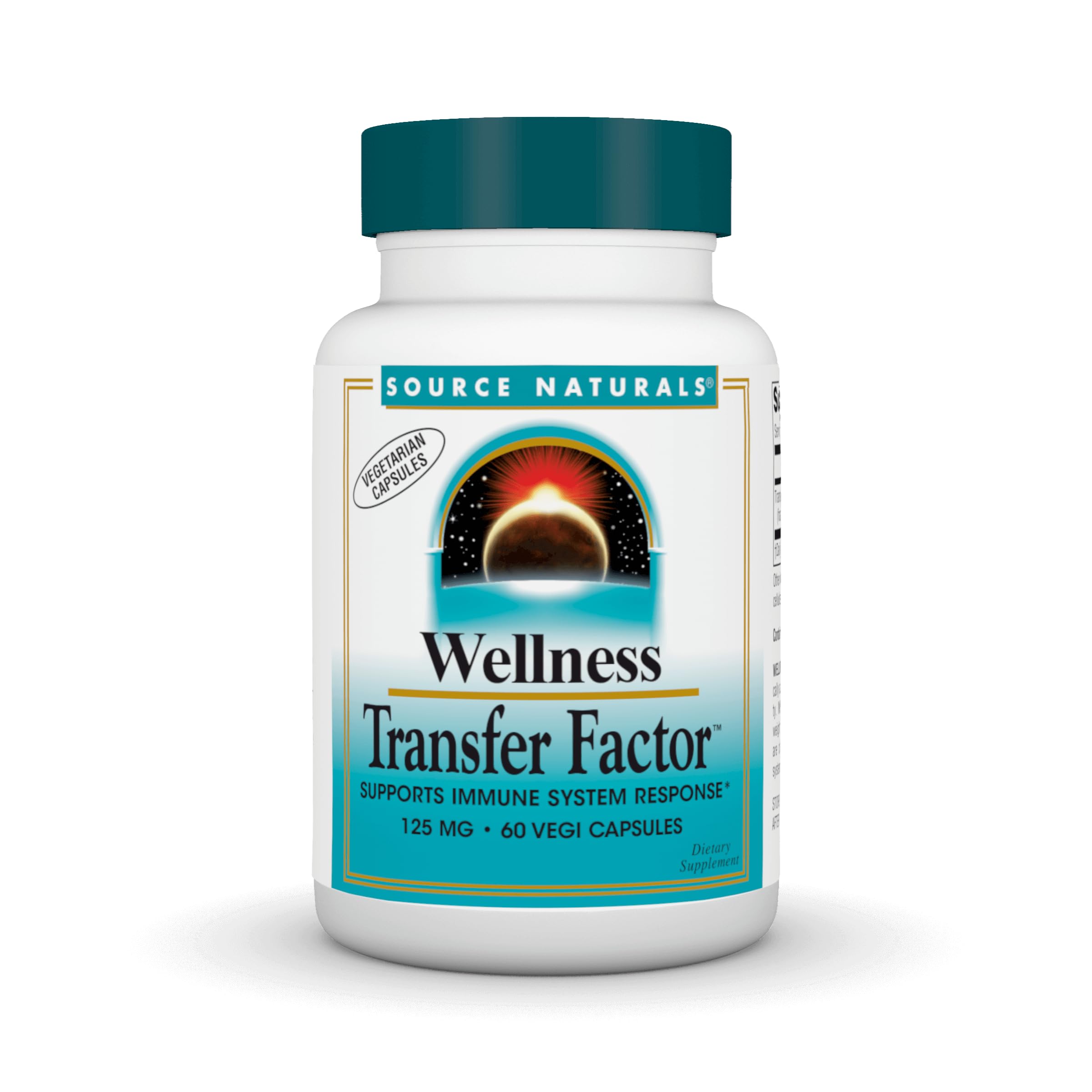 Source Naturals Wellness Transfer Factor bottle showing capsules for daily immune support