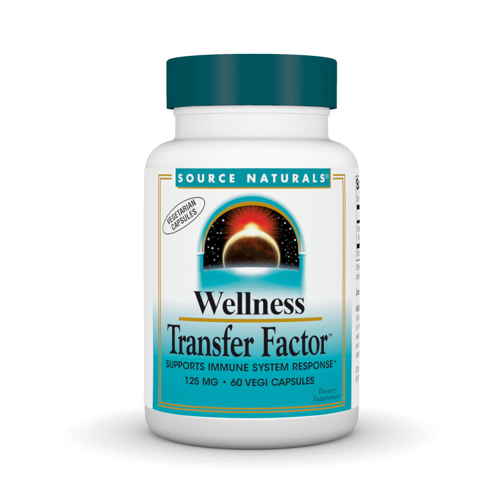 Source Naturals Wellness Transfer Factor bottle showing capsules for daily immune support