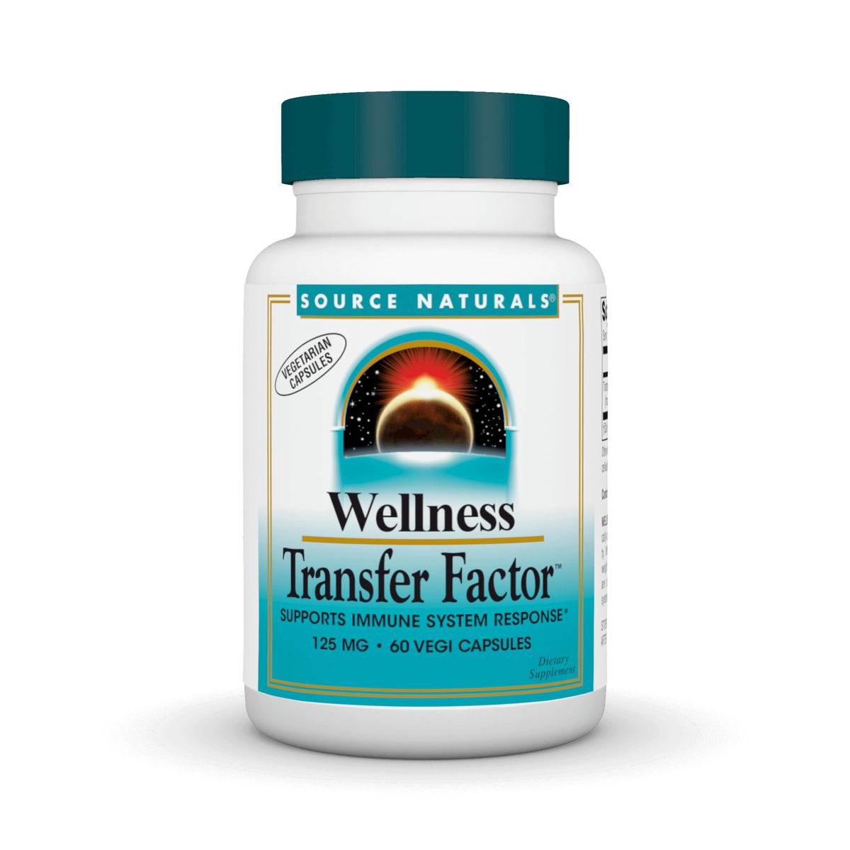 Source Naturals Wellness Transfer Factor bottle showing capsules for daily immune support