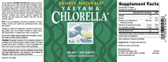 Source Naturals Yaeyama Chlorella USA manufacturing badge indicating quality control.