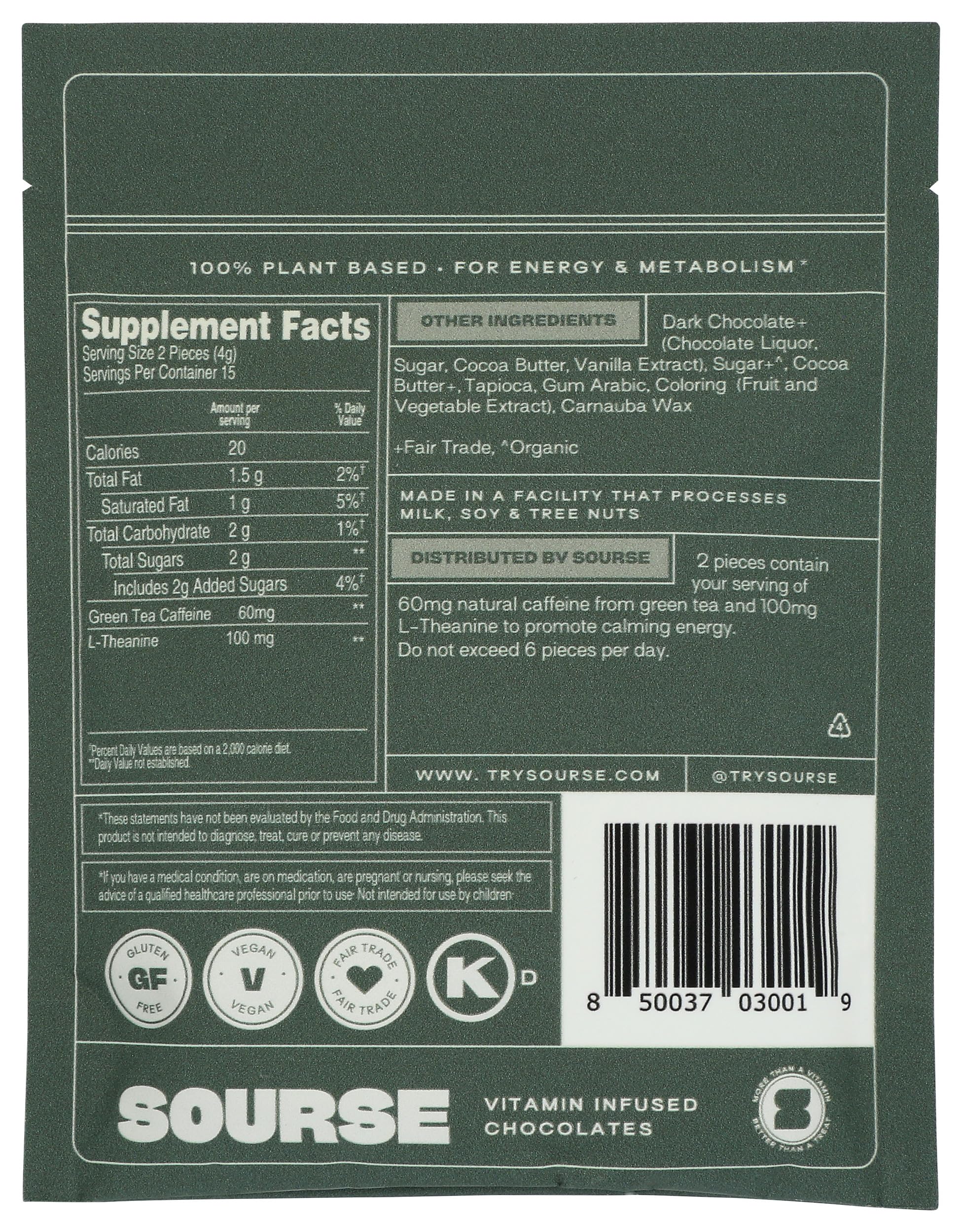 Sourse Dark Chocolate Energy Bites bag open ready for plant-based snacking