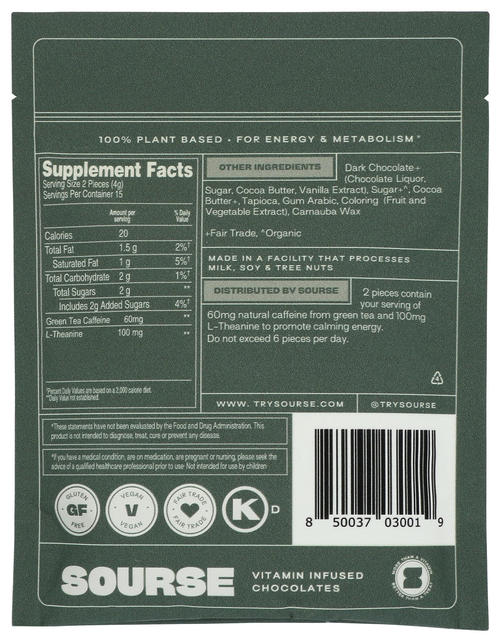 Sourse Dark Chocolate Energy Bites bag open ready for plant-based snacking