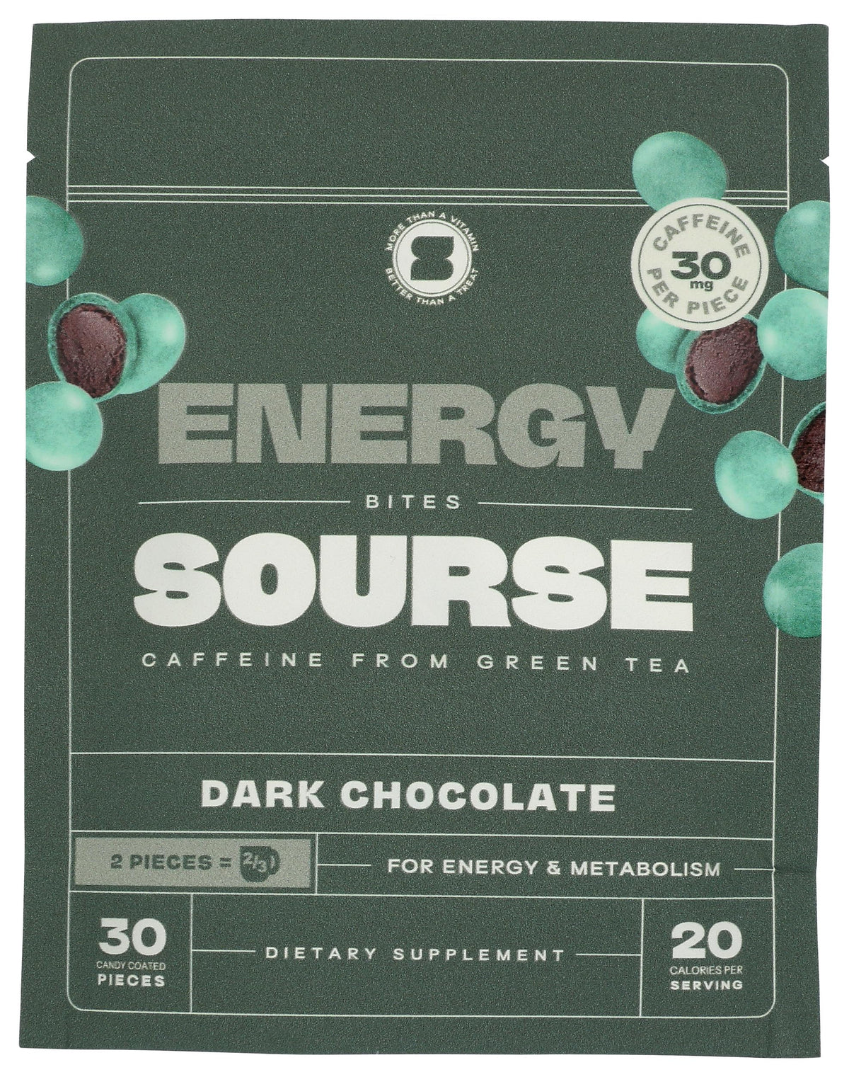 Sourse Dark Chocolate Energy Bites pack showing a convenient vegan snack