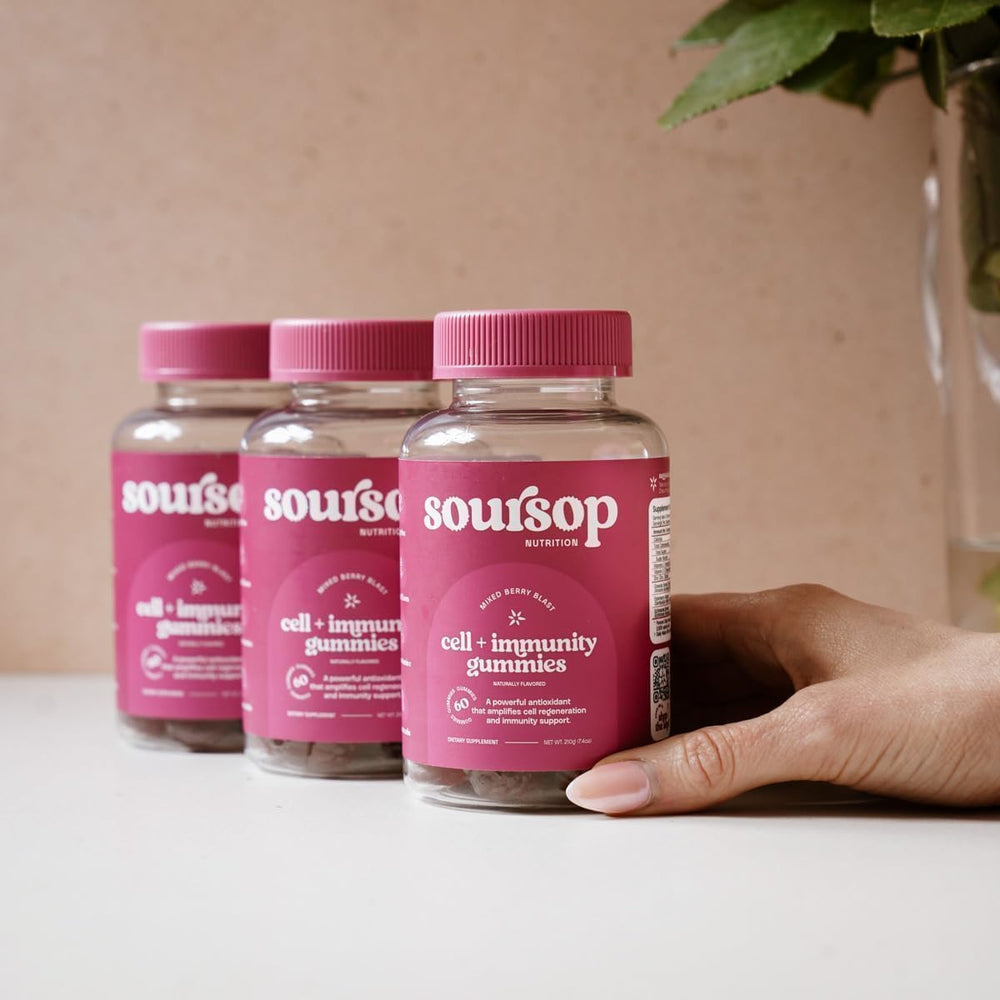 Soursop Nutrition Soursop Graviola Gummies daily-use shot with berry flavor.