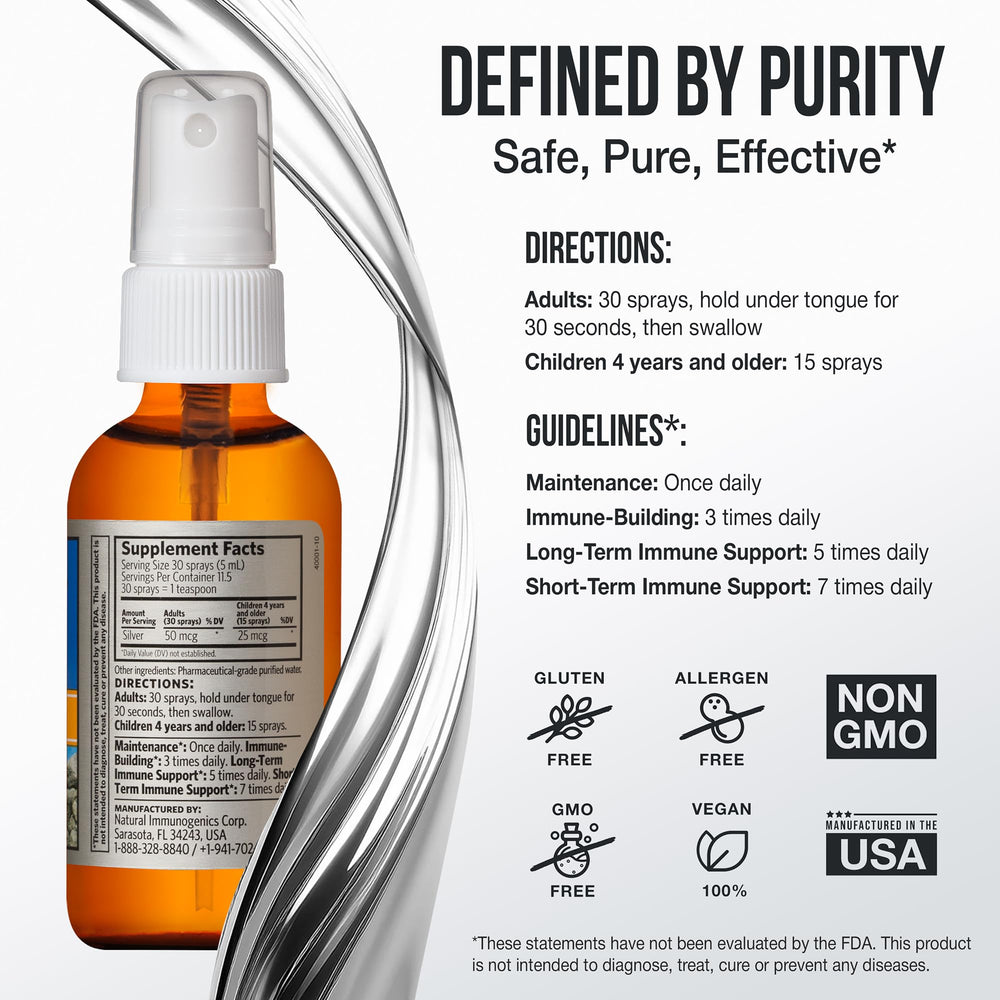 Sovereign Silver amber glass bottle preserves potency and purity.