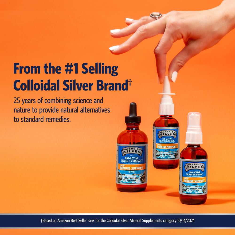 Sovereign Silver bio-active hydrosol highlights pure silver at a nano-scale.