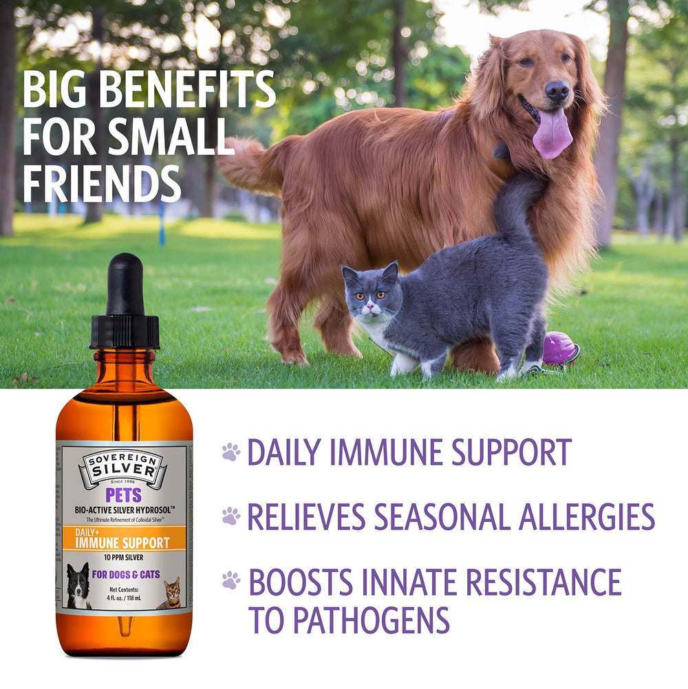 Sovereign Silver Pets Immune Support dropper for precise pet dosing.