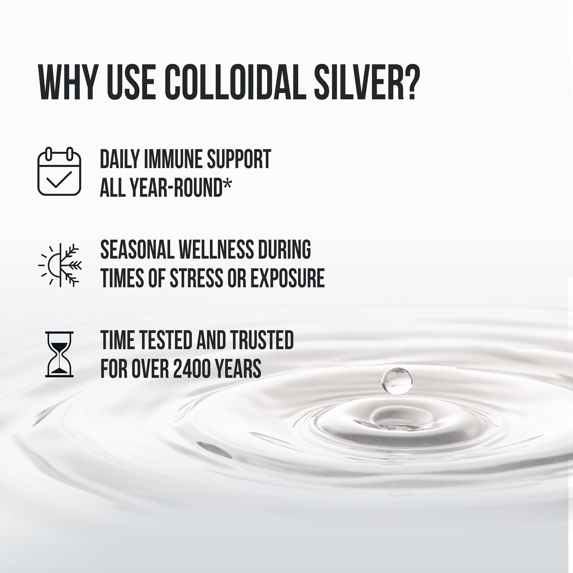 Sovereign Silver pharmaceutical-grade water base ensures safe formulation.
