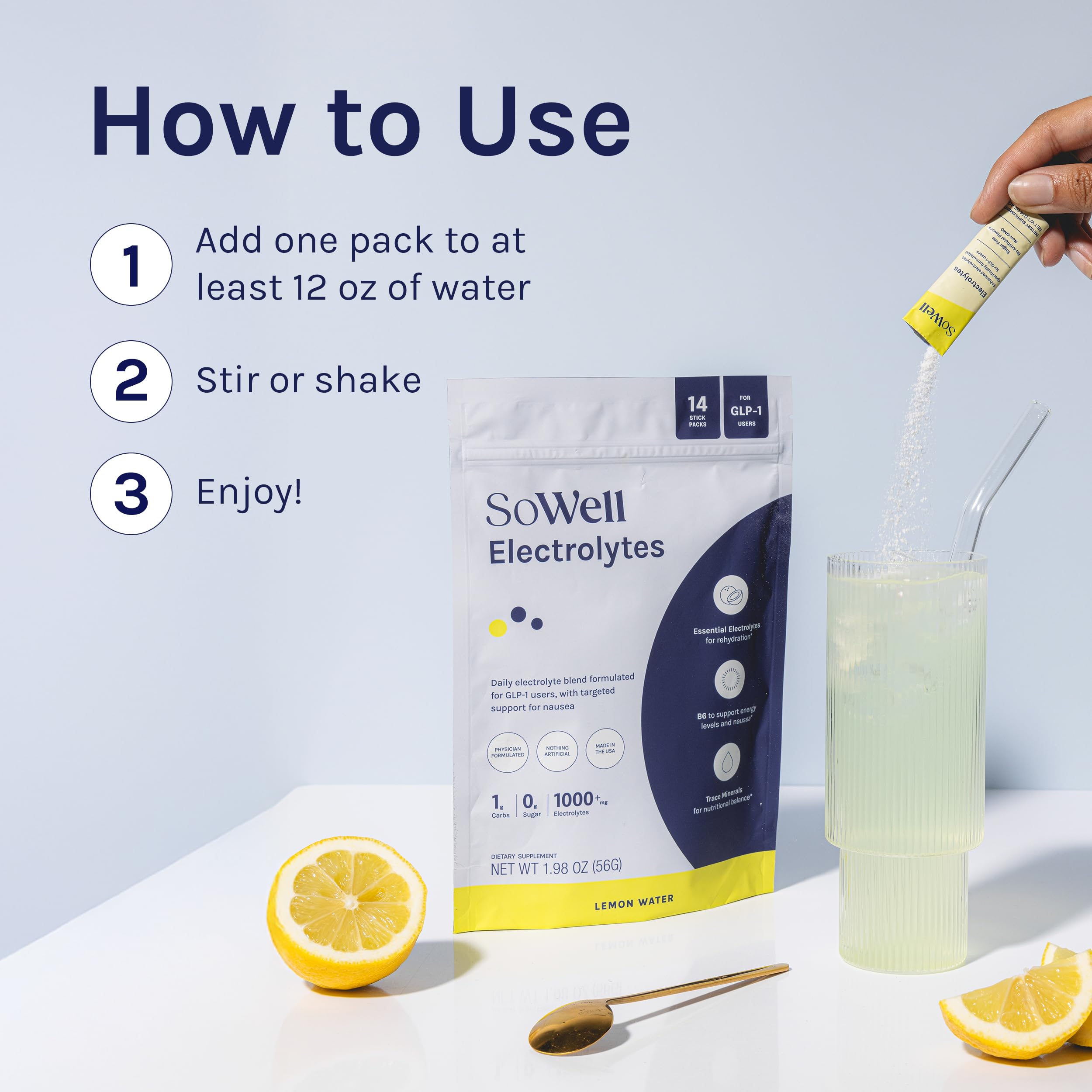 SoWell Electrolytes lemon refreshing taste enhances hydration routine