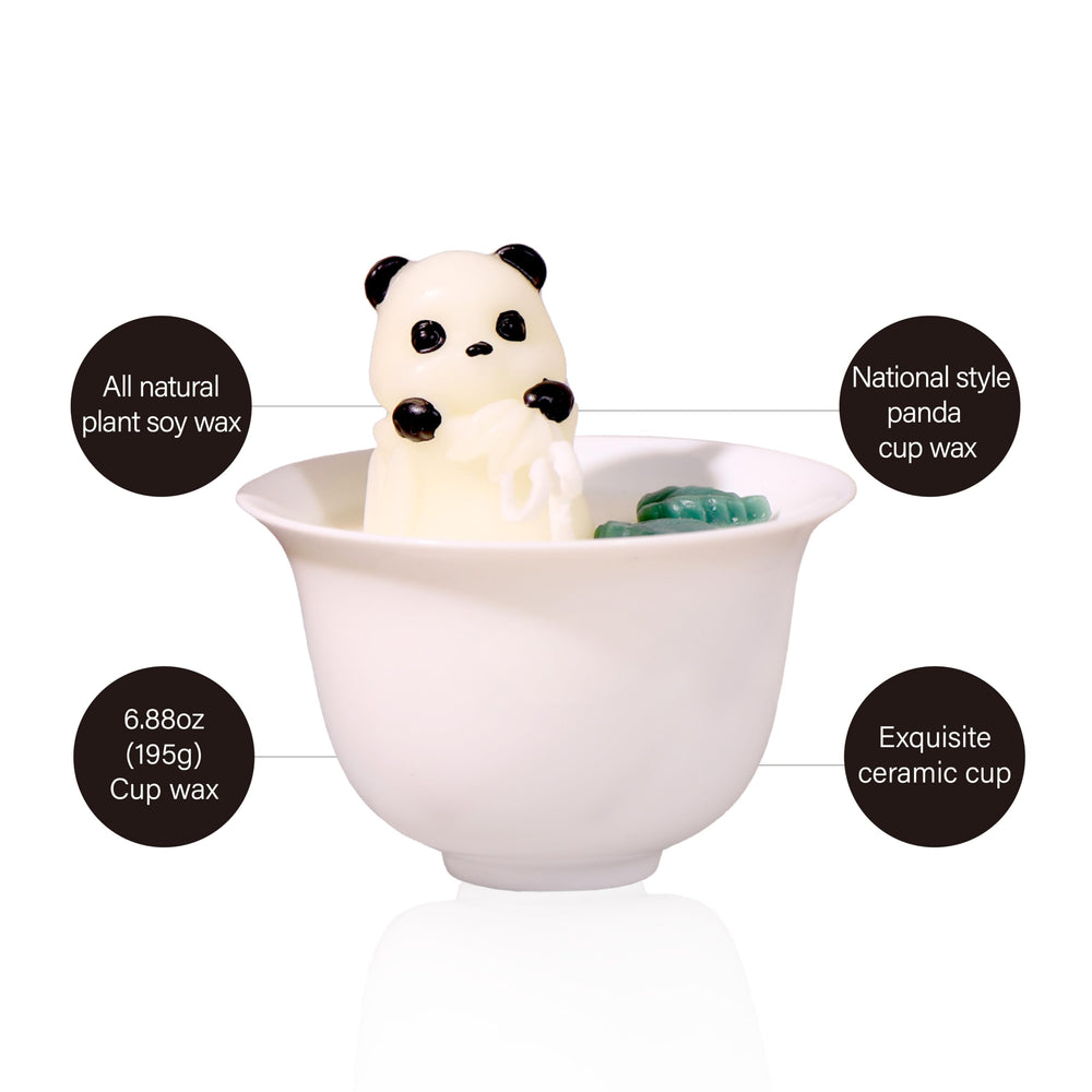 SOXCOMFY Snow Tea candle with panda sculpture for calming ambiance