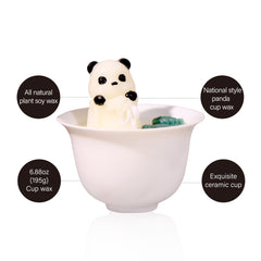 SOXCOMFY Snow Tea candle with panda sculpture for calming ambiance