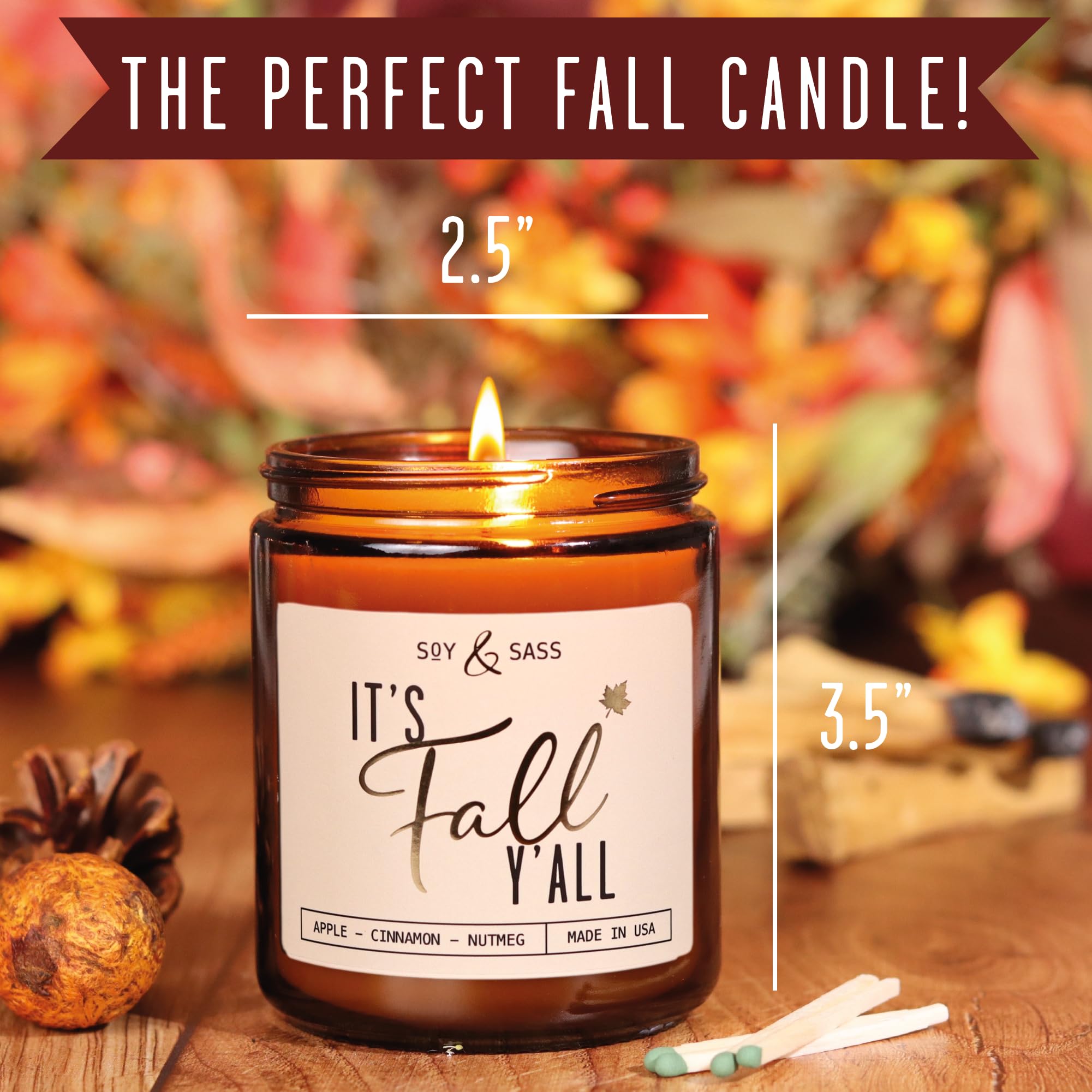 Soy and Sass hand poured candle premium fragrance oils for inviting fall vibes