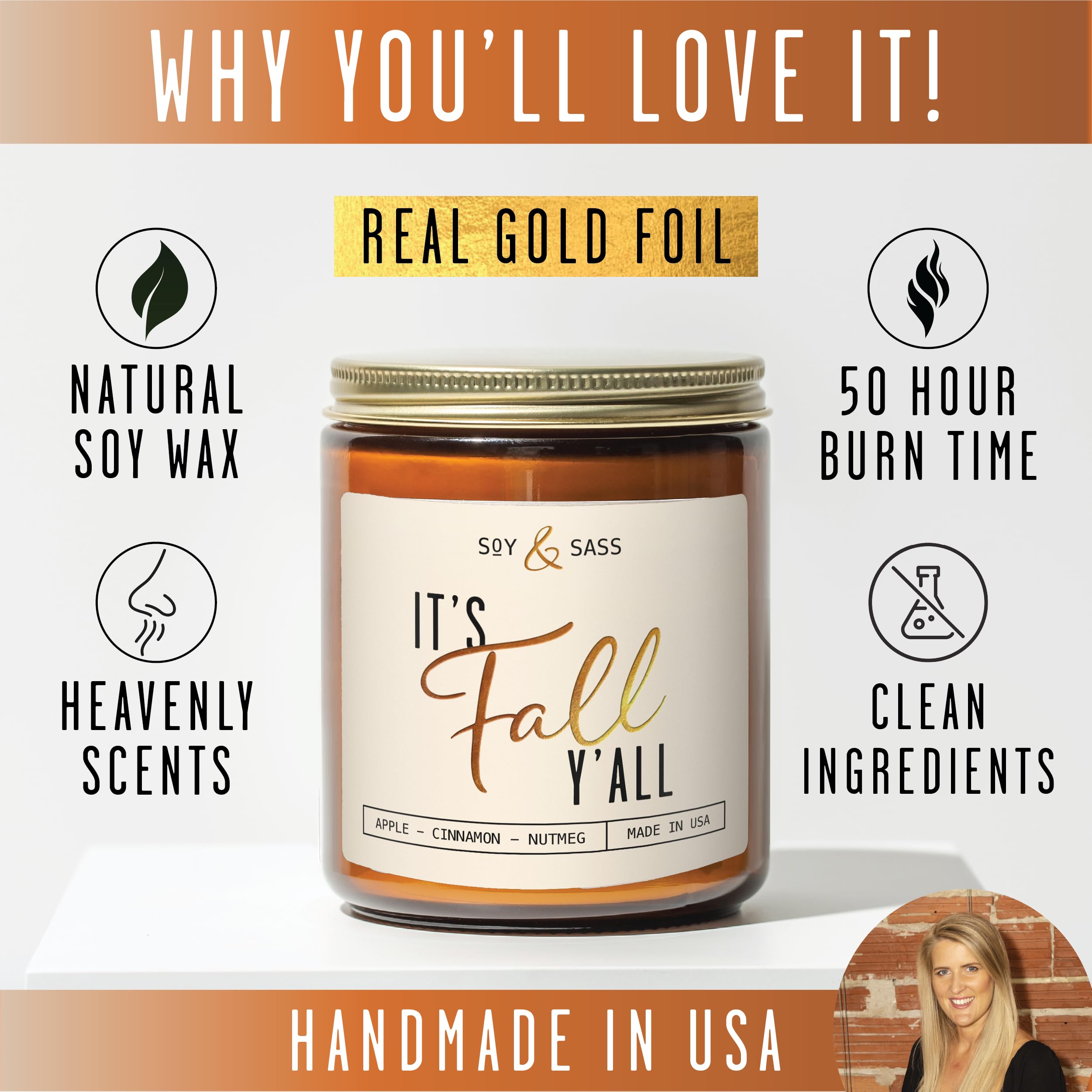 Soy and Sass made in USA candle supports small business craftsmanship