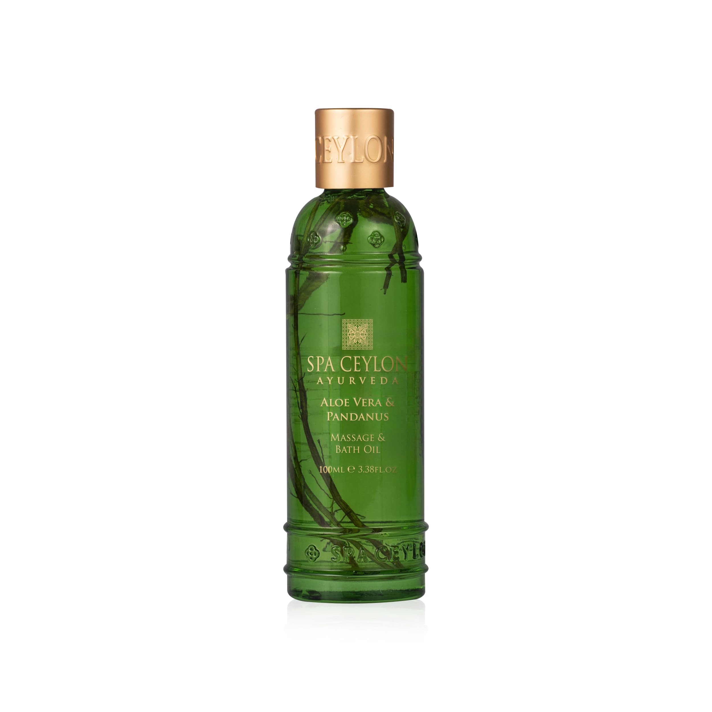 SPA CEYLON Aloe Vera & Pandanus oil bottle for calming massage and luxurious home spa