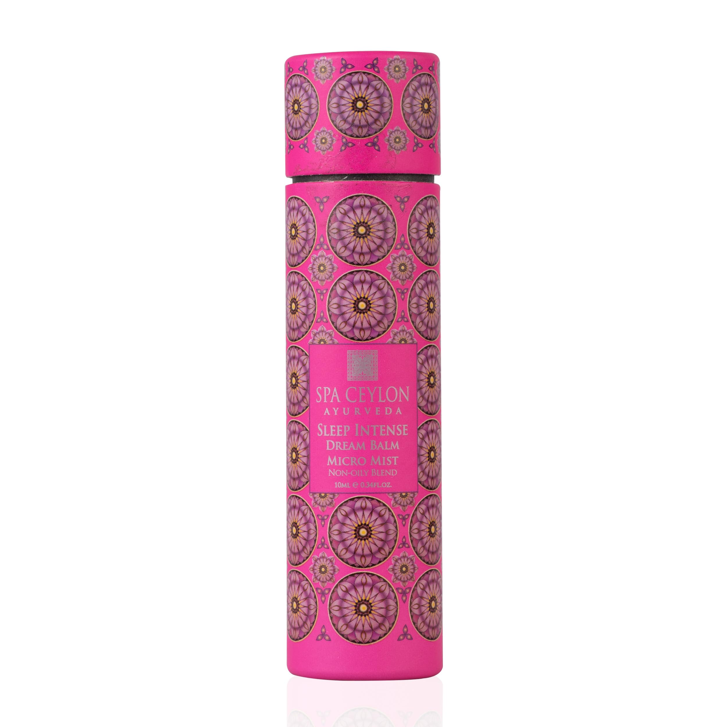 SPA CEYLON Sleep Intense Dream Balm mist label emphasizes skin-friendly, paraben-free formula