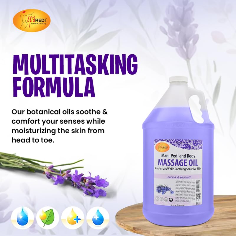 Aromatherapy lavender scent close-up on SPA REDI oil bottle