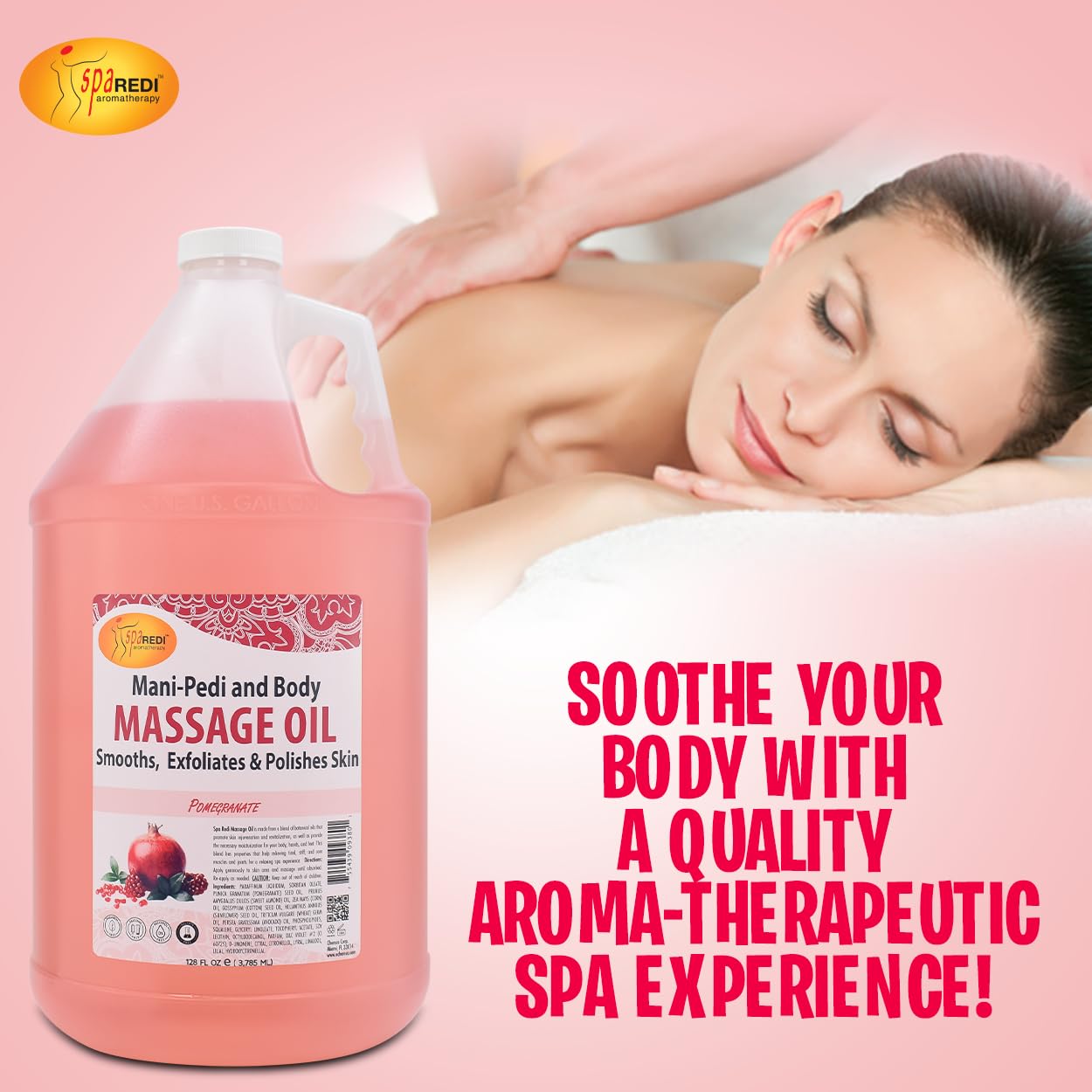 SPA REDI full-body massage scene promoting calm, nourished skin