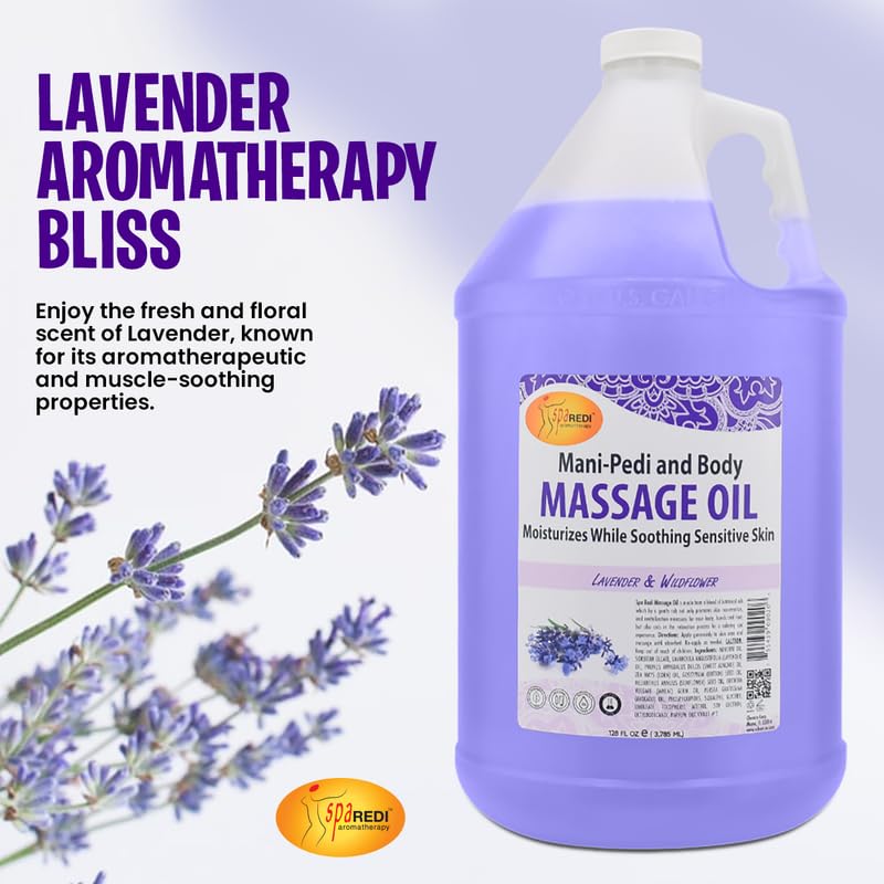 Close-up of lavender label from SPA REDI oil inspires a soothing atmosphere