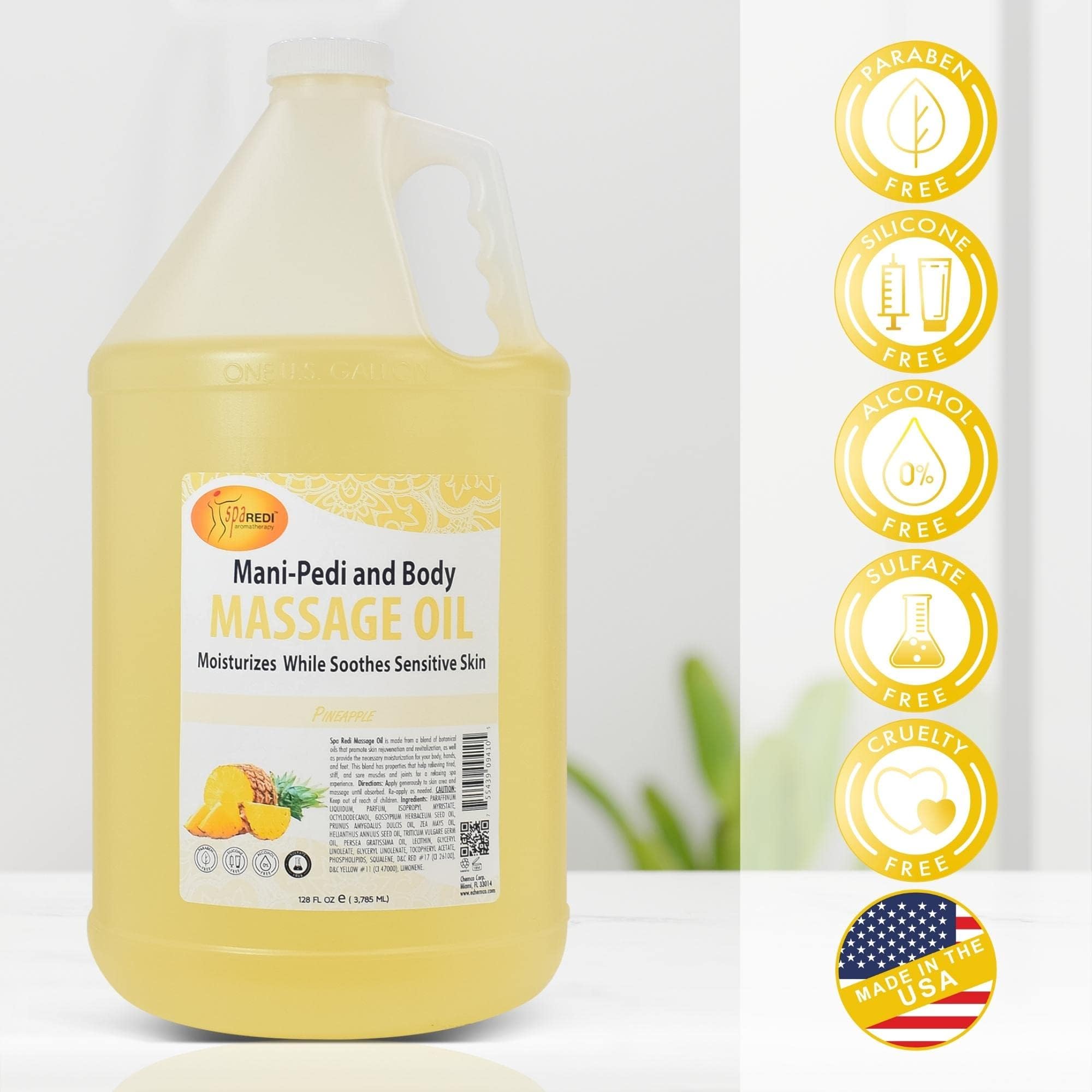 SPA REDI made in USA logo closeup, quality ingredients for personal care.