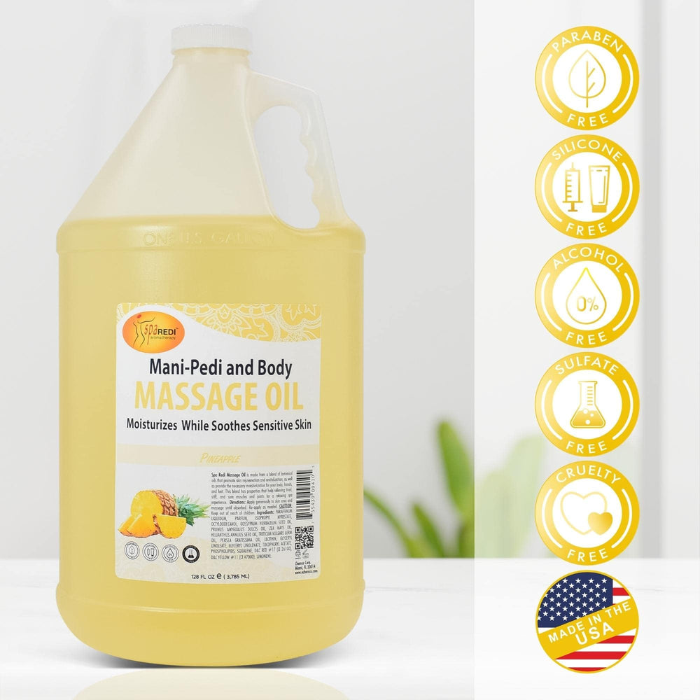SPA REDI made in USA logo closeup, quality ingredients for personal care.