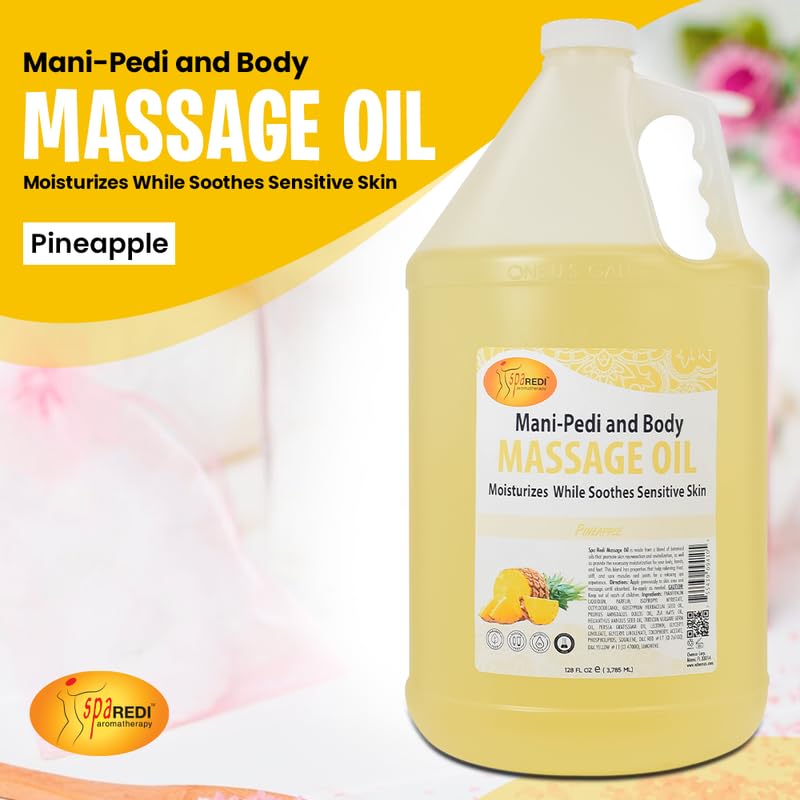 SPA REDI pineapple massage oil pour, promotes a smooth, quick-absorbing massage.