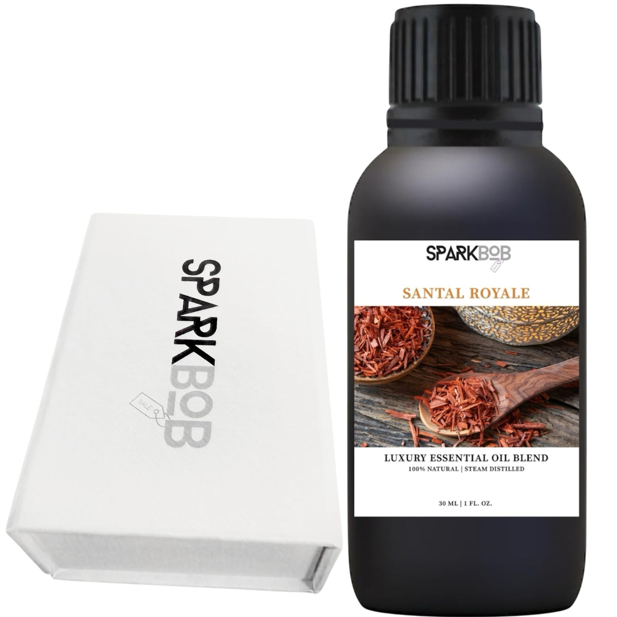 Sparkbob Santal Royale bottle pour for a warm diffuser session.