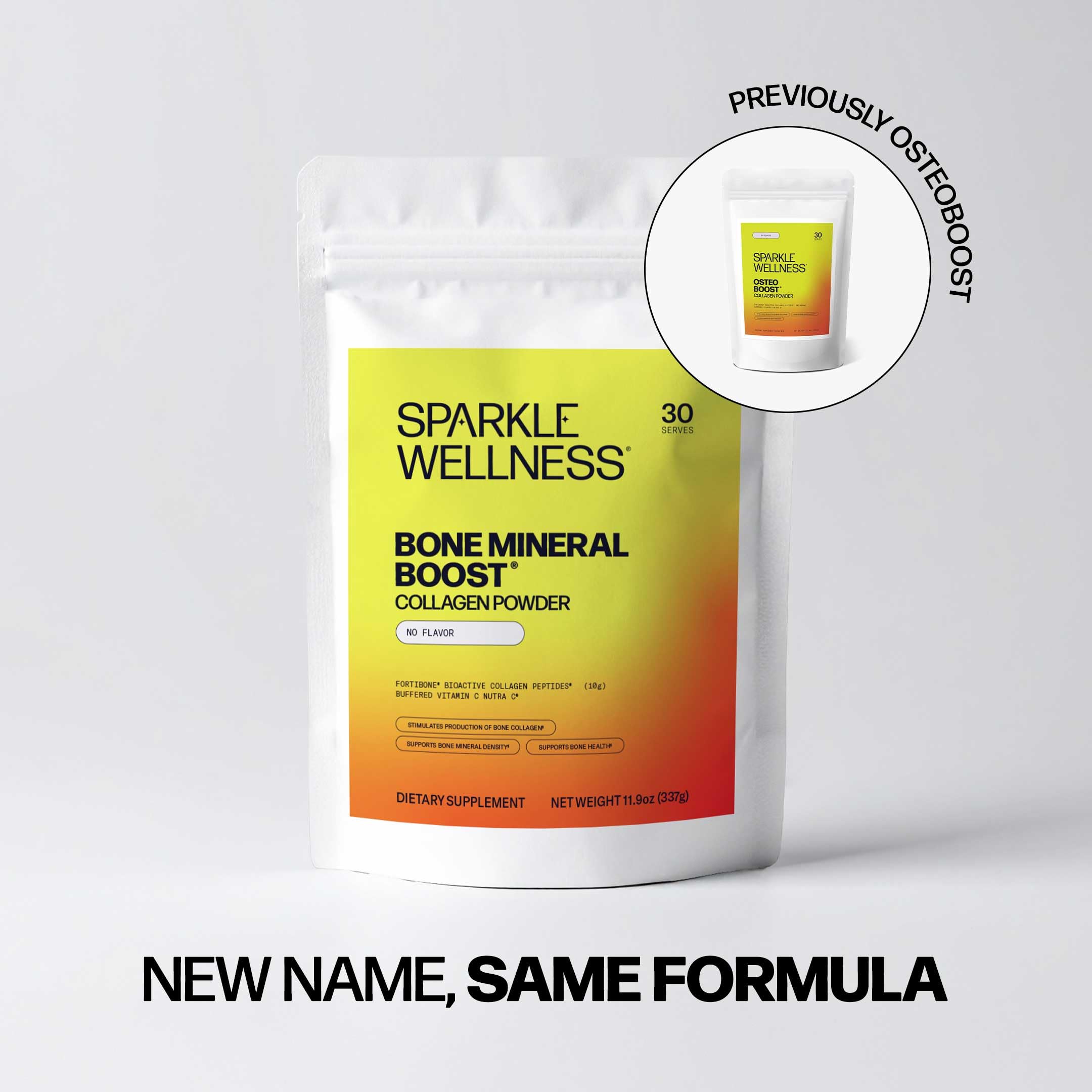 Sparkle Wellness Bone Mineral Boost orange-dissolve-glass showing a refreshing citrus drink
