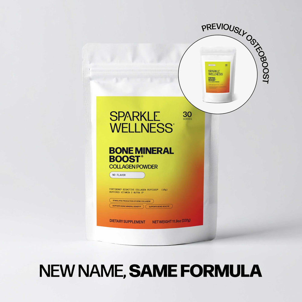 Sparkle Wellness Bone Mineral Boost orange-dissolve-glass showing a refreshing citrus drink