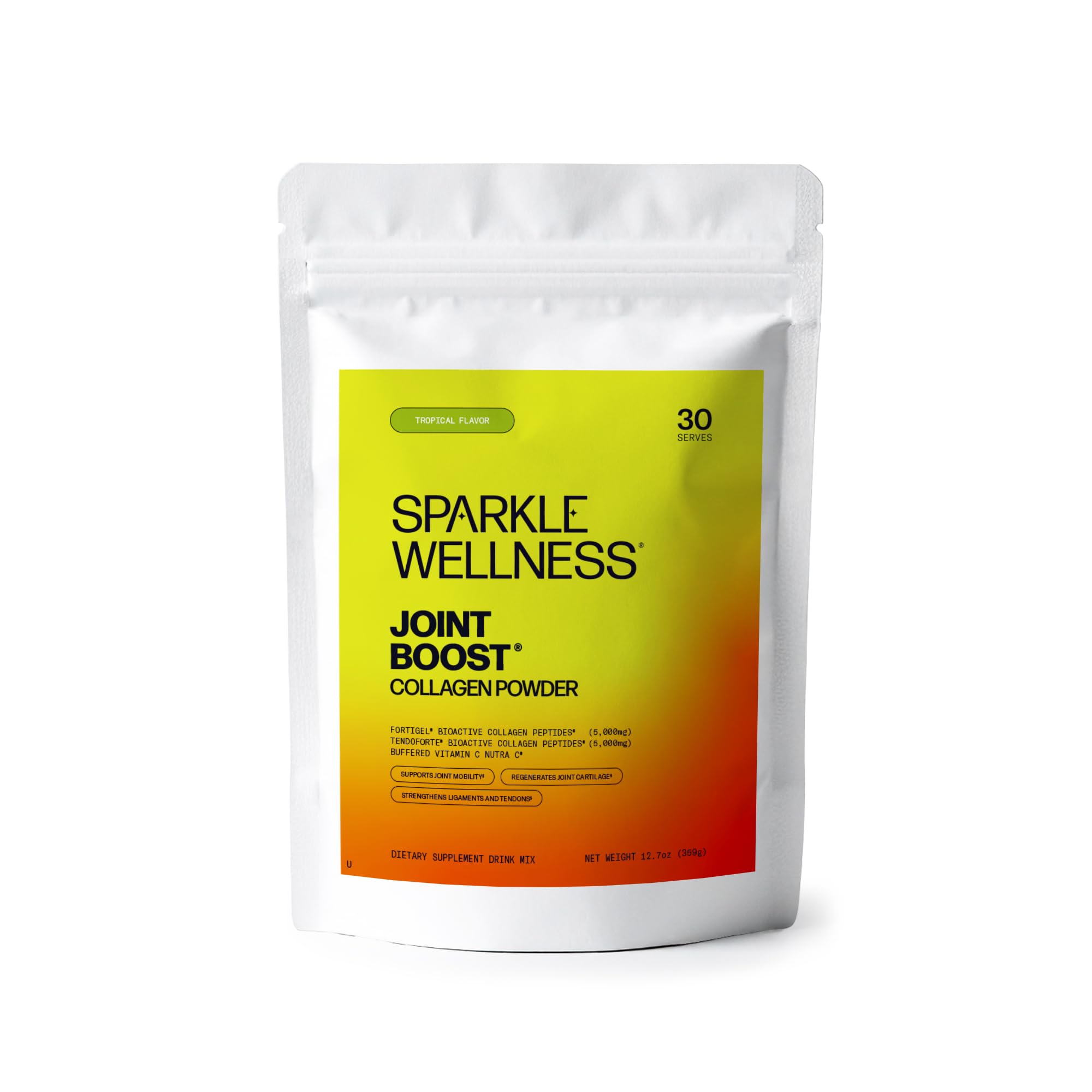 Sparkle Wellness Fortigel Tendoforte tropical tub close-up for joint support.