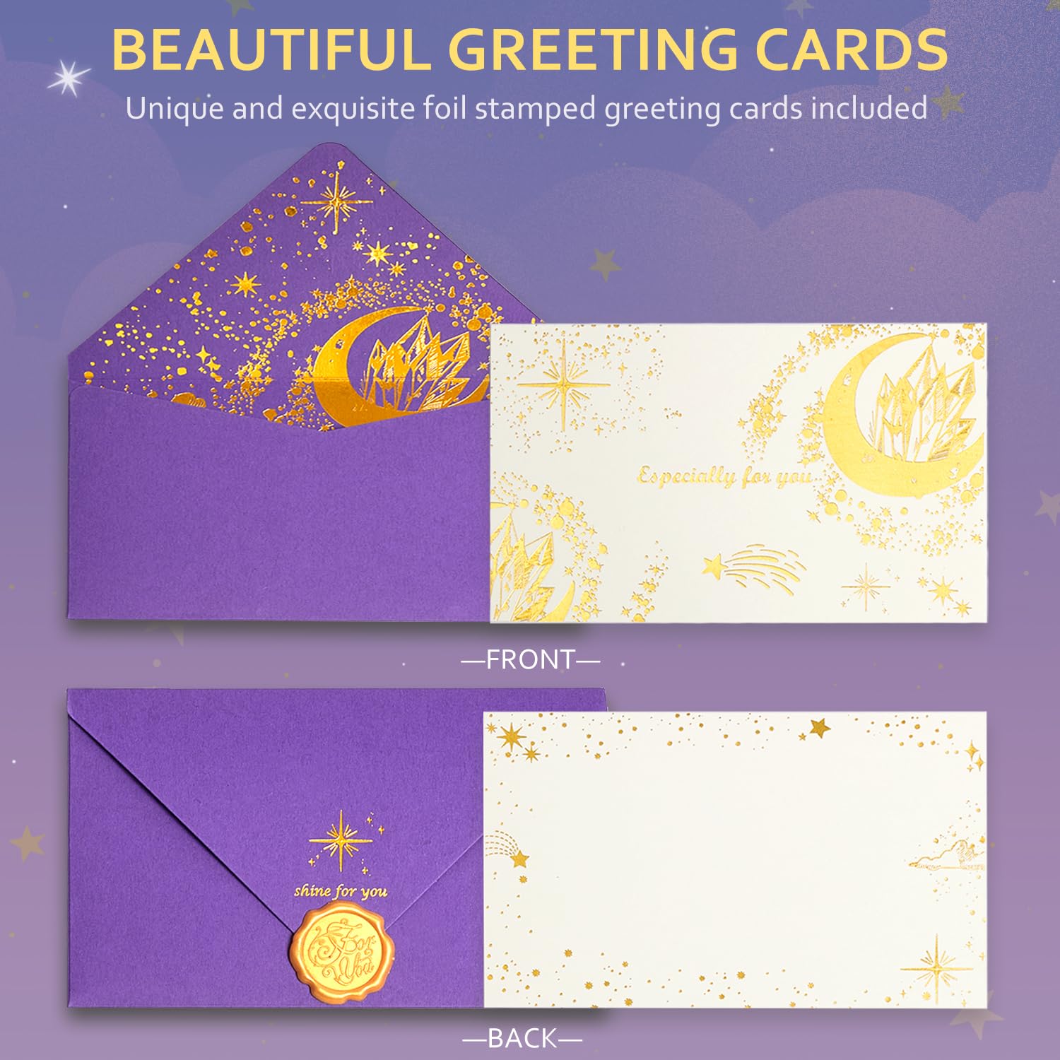Sparkle x Lab foil-stamped greeting card adds a personal touch.