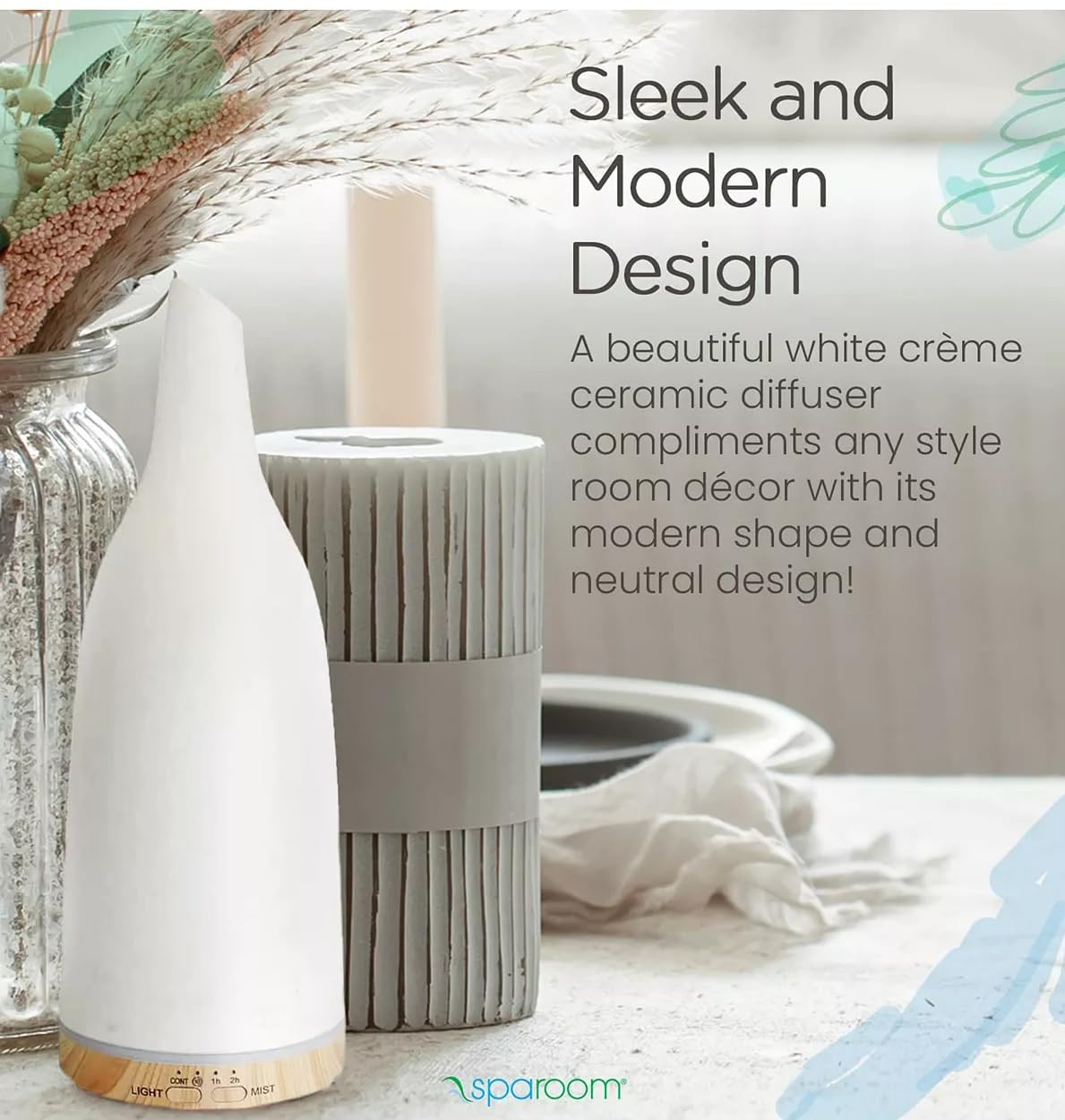 SpaRoom Sonoma diffuser with auto shut-off for safe, worry-free use.