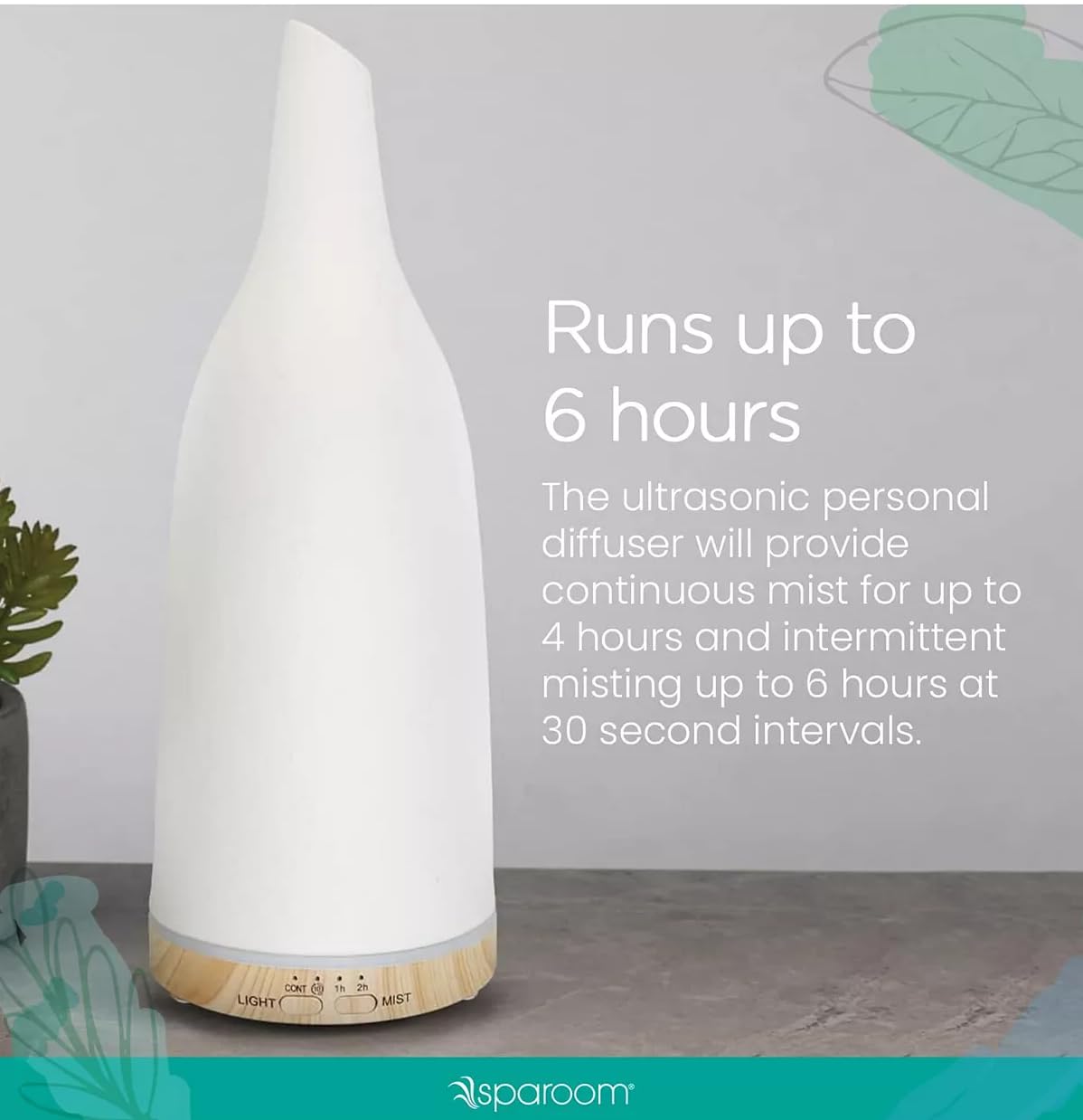 SpaRoom Sonoma diffuser emits a soft mist for a calm atmosphere.